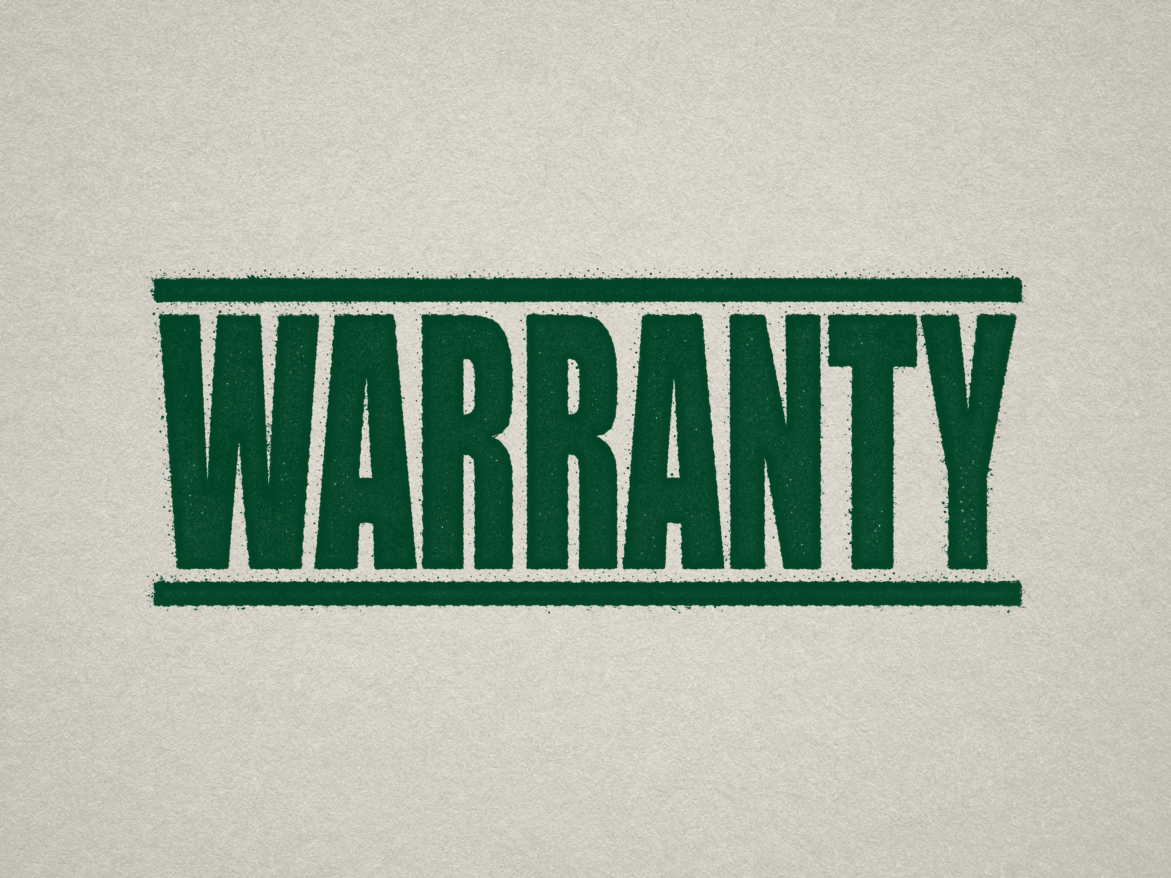 mock up design of 'Warranty ' rubber stamp green ink in paper background stampers hand stamp office business inventory documents self inking prefill refillable stamps stamping