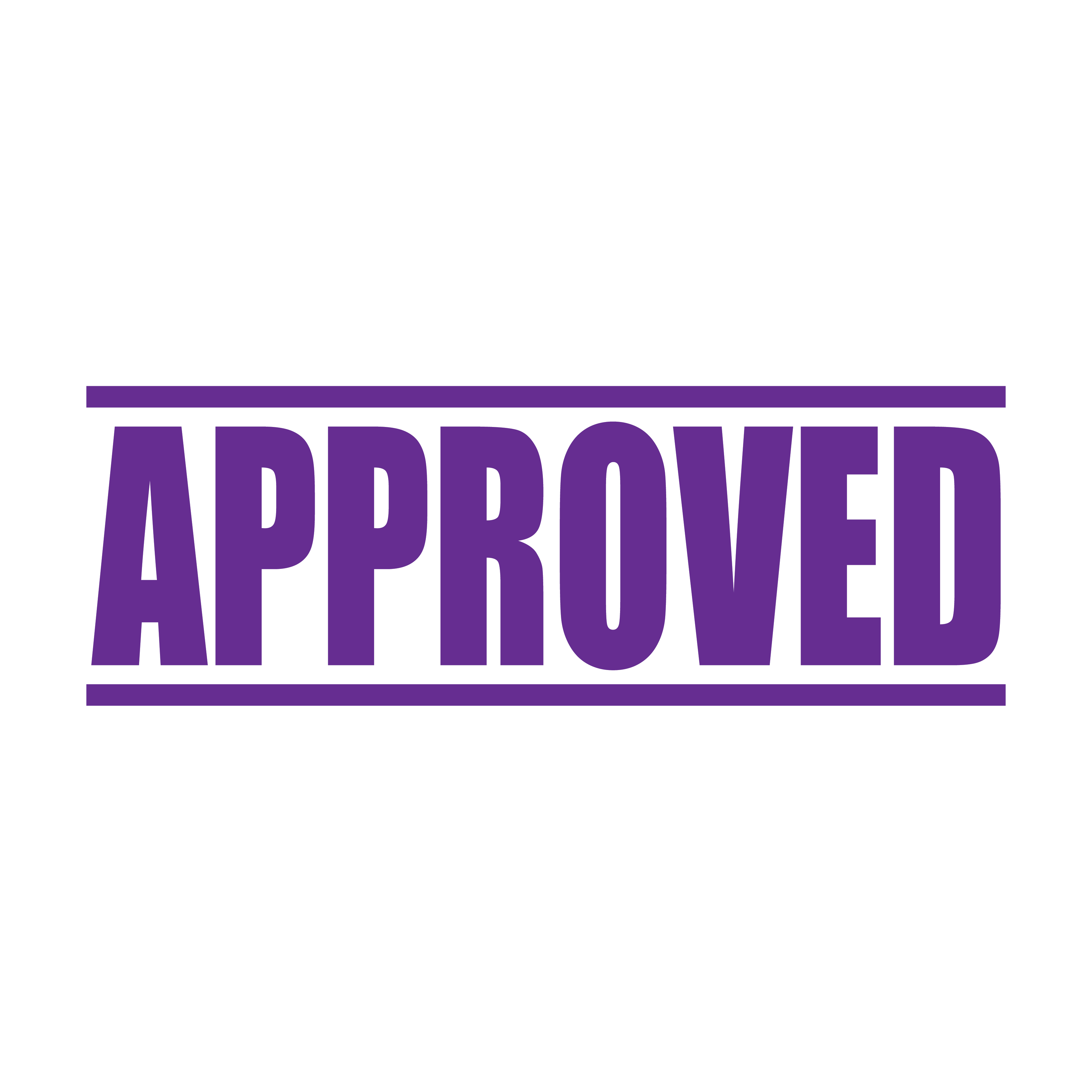 "A violet self inking rubber stamp with the word 'APPROVED' printed in bold capital letters in violet ink. stampers hand stamp office business inventory documents sky violet/purple ink
"