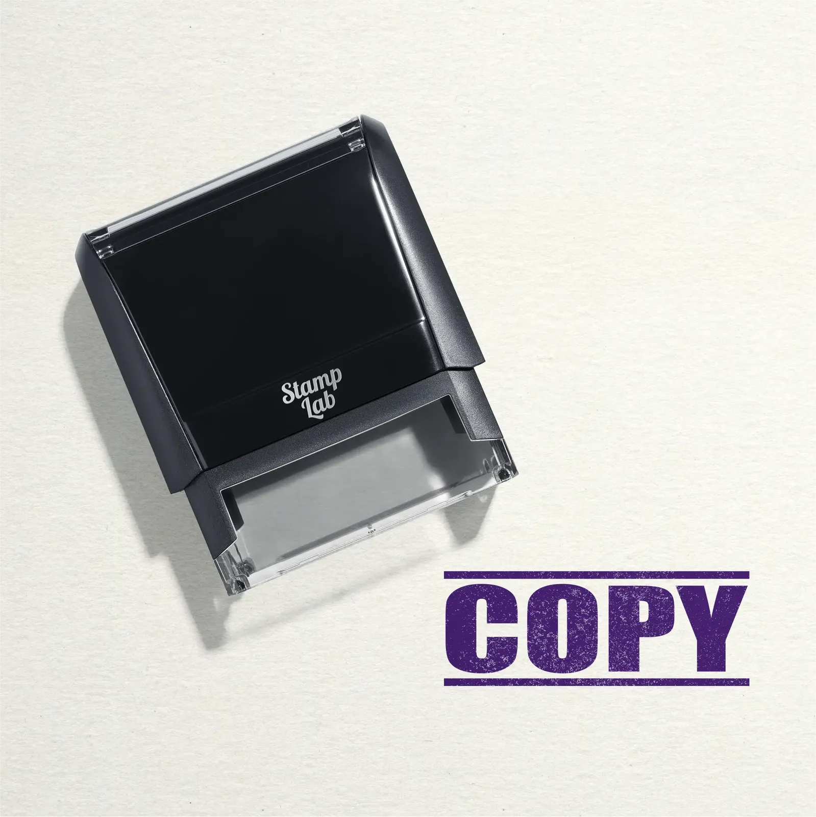 "Mock up design or lifestyle image of 'COPY' rubber stamp violet ink in paper background stampers hand stamp office business inventory documents violet/purple
"