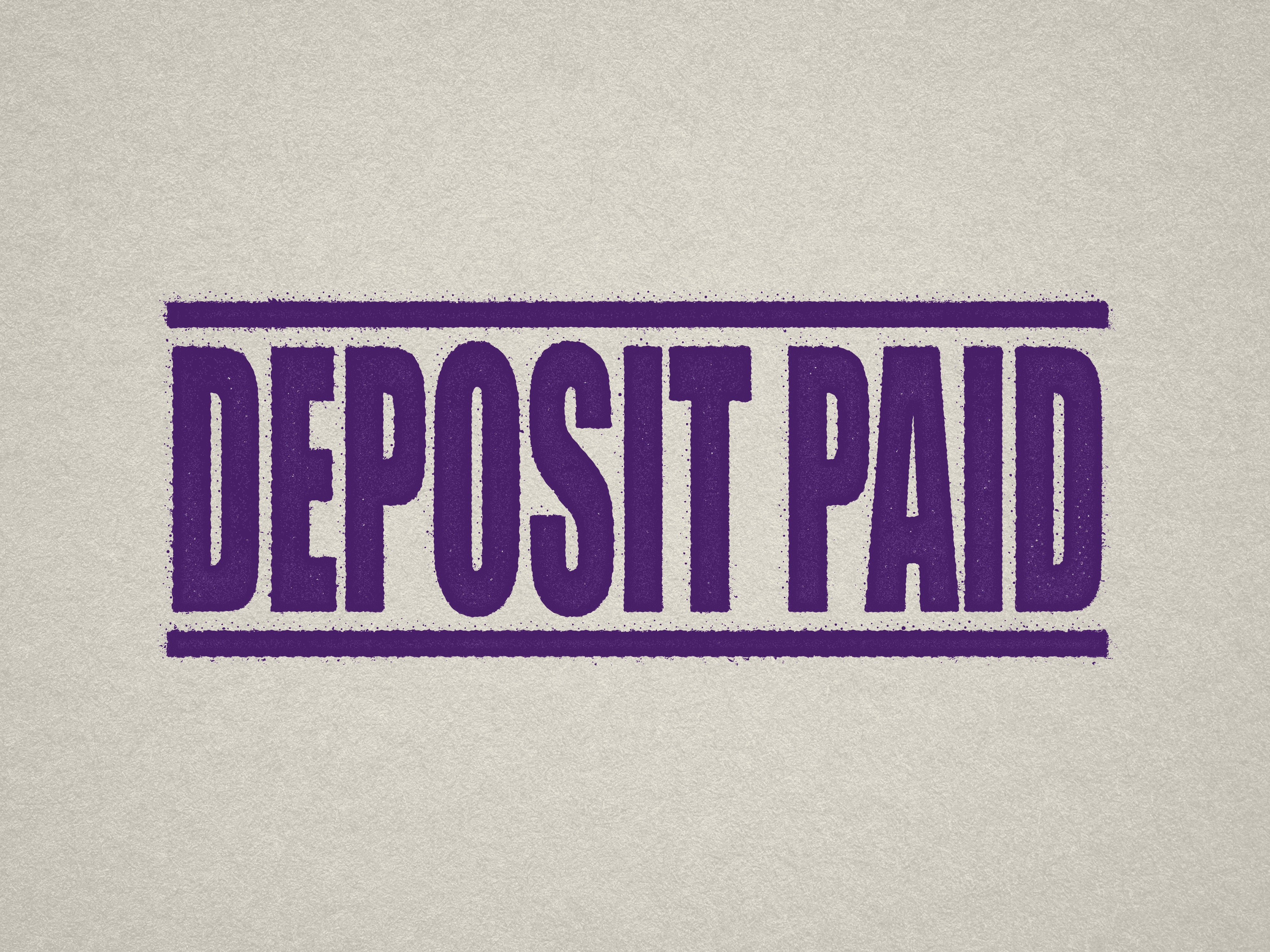 mock up design of 'Deposit Paid' rubber stamp violet ink in paper background stampers hand stamp office business inventory documents self inking prefill refillable stamps stamping purple