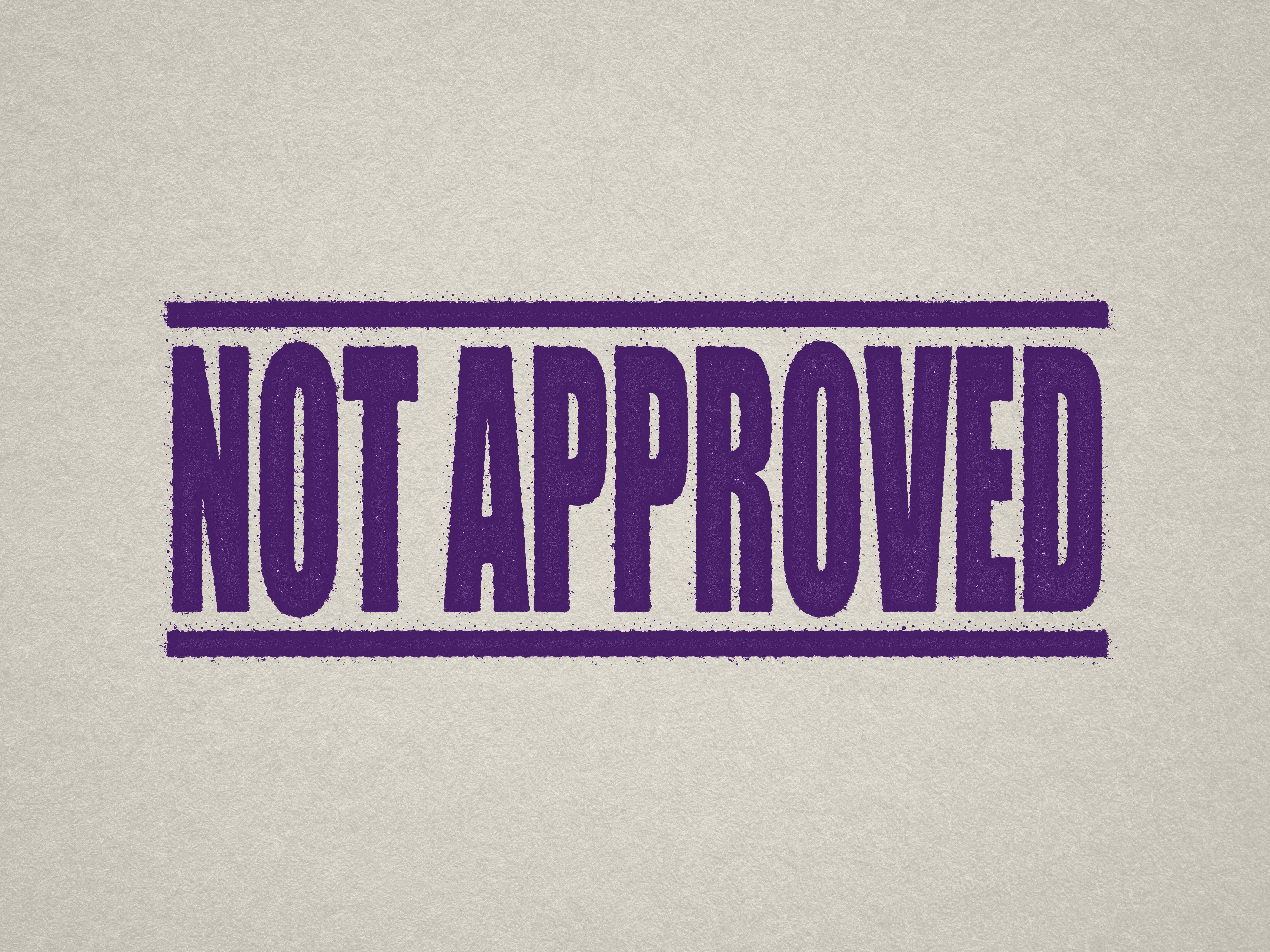 mock up design of 'Not Approved' rubber stamp violet ink in paper background stampers hand stamp office business inventory documents self inking prefill refillable stamps stamping