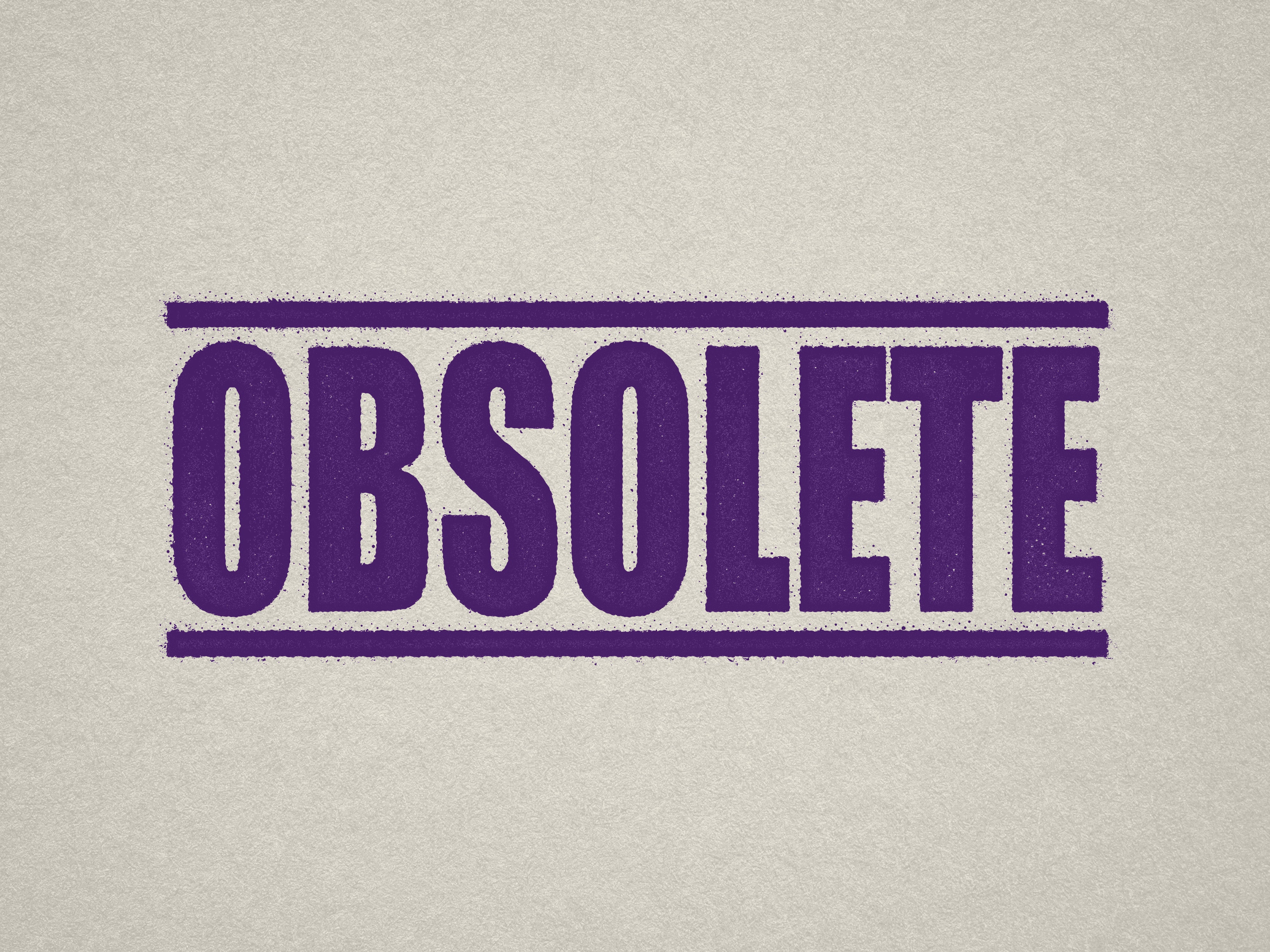 mock up design of 'Obsolete" rubber stamp violet ink in paper background stampers hand stamp office business inventory documents purple