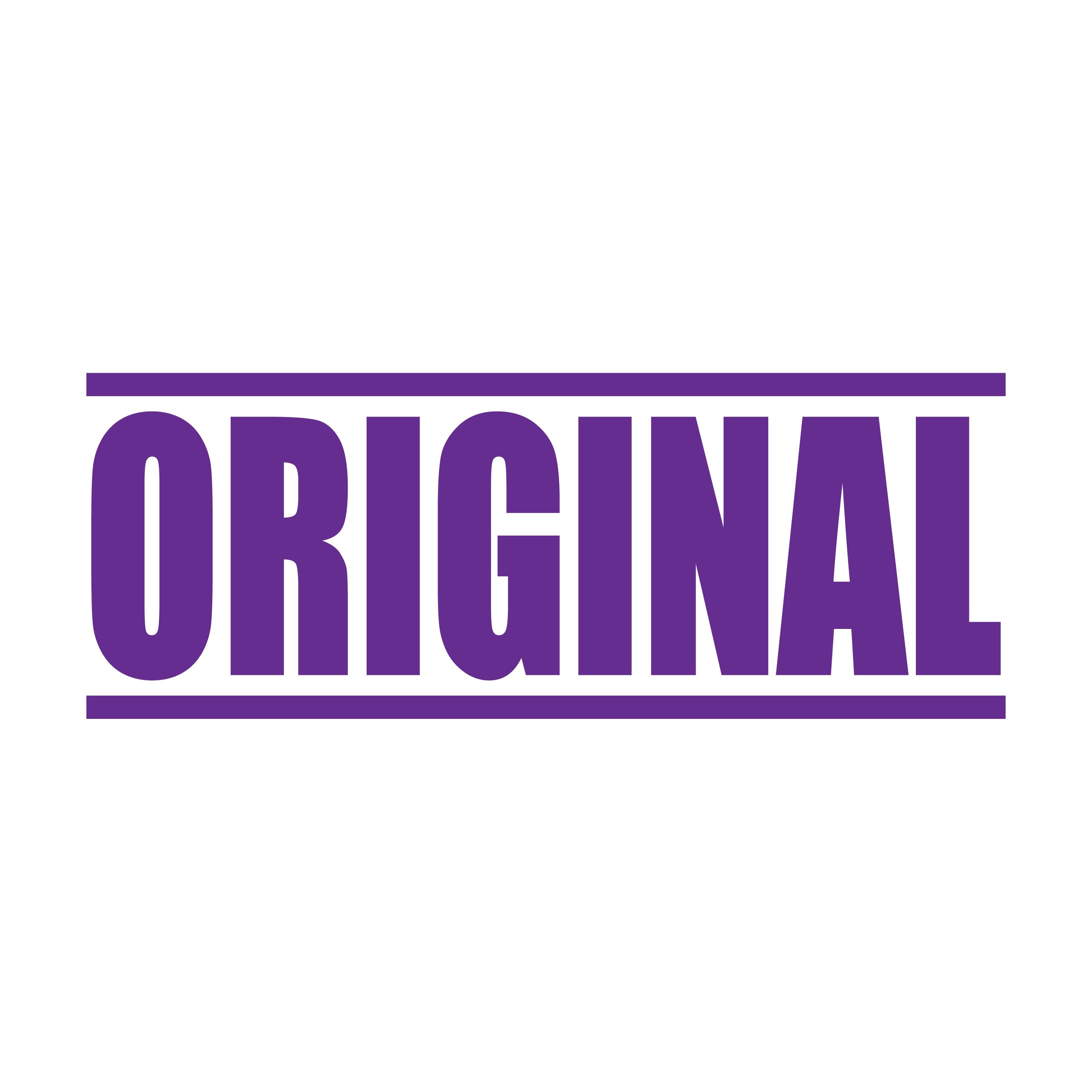 A violet self inking rubber stamp with the word 'Original' printed in bold capital letters in violet ink. stampers hand stamp office business inventory documents self inking prefill refillable stamps stamping purple