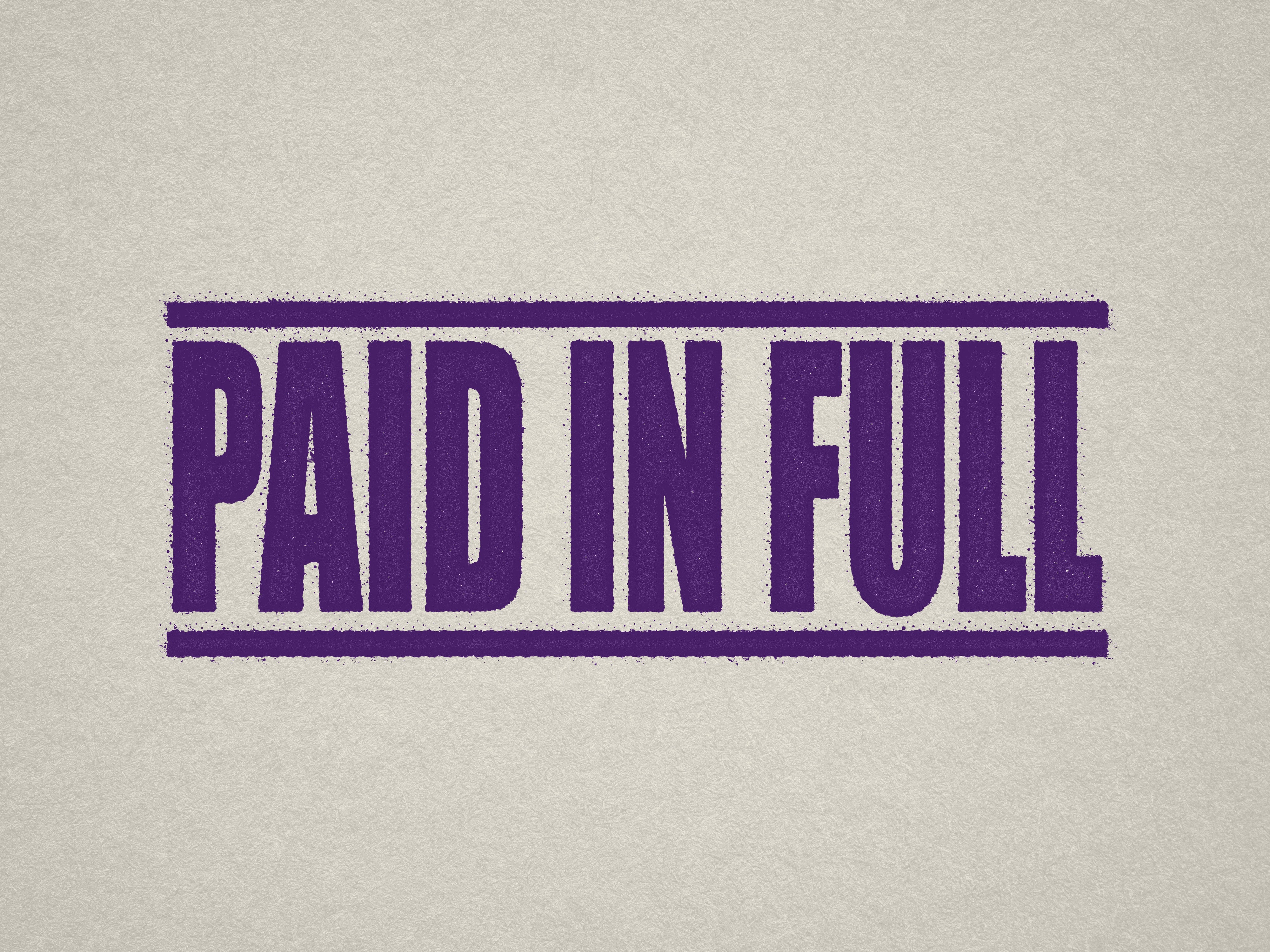 mock up design of 'Paid In Full' rubber stamp violet ink in paper background stampers hand stamp office business inventory documents purple