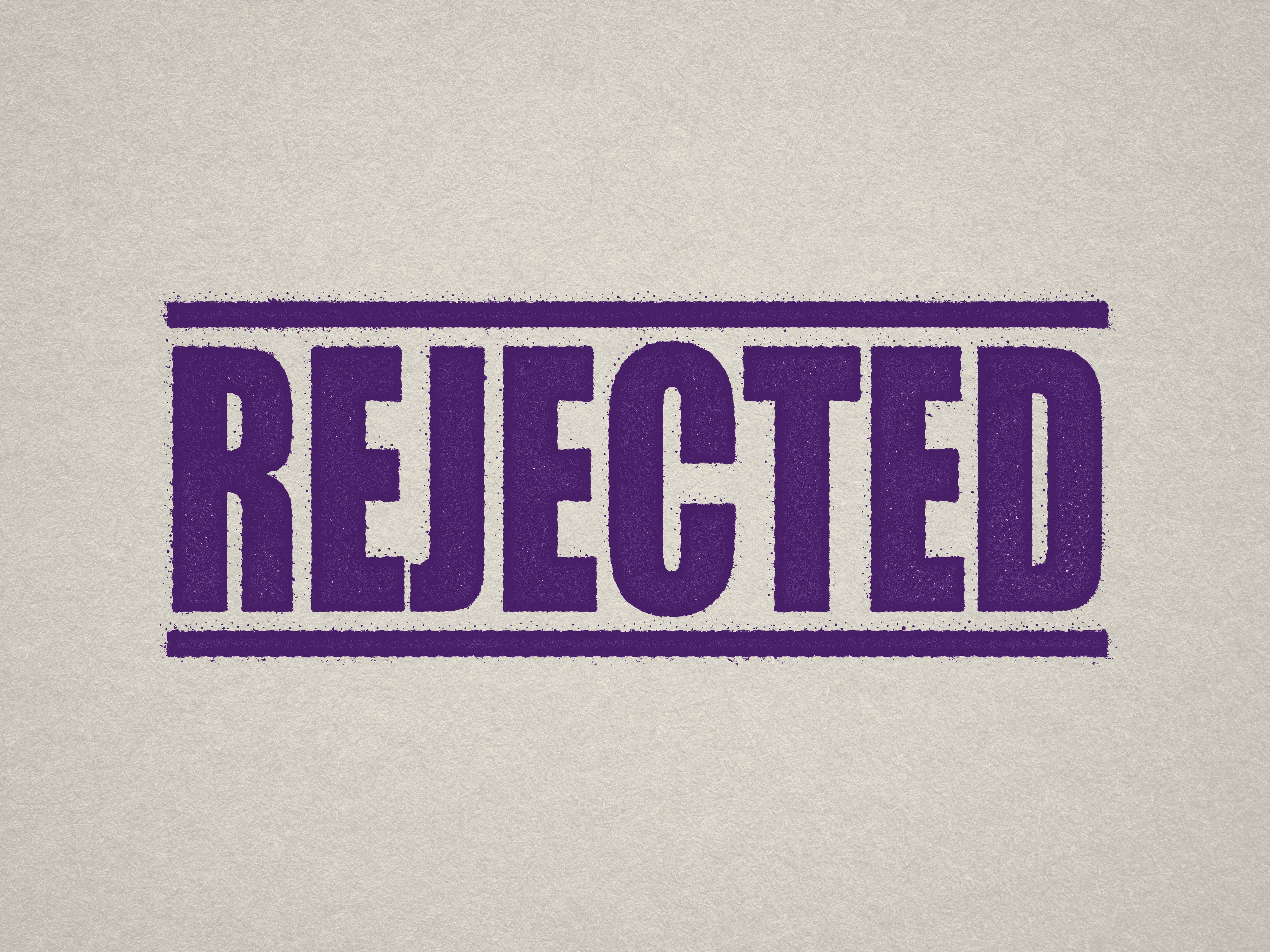 REJECTED office stamp Violet ink