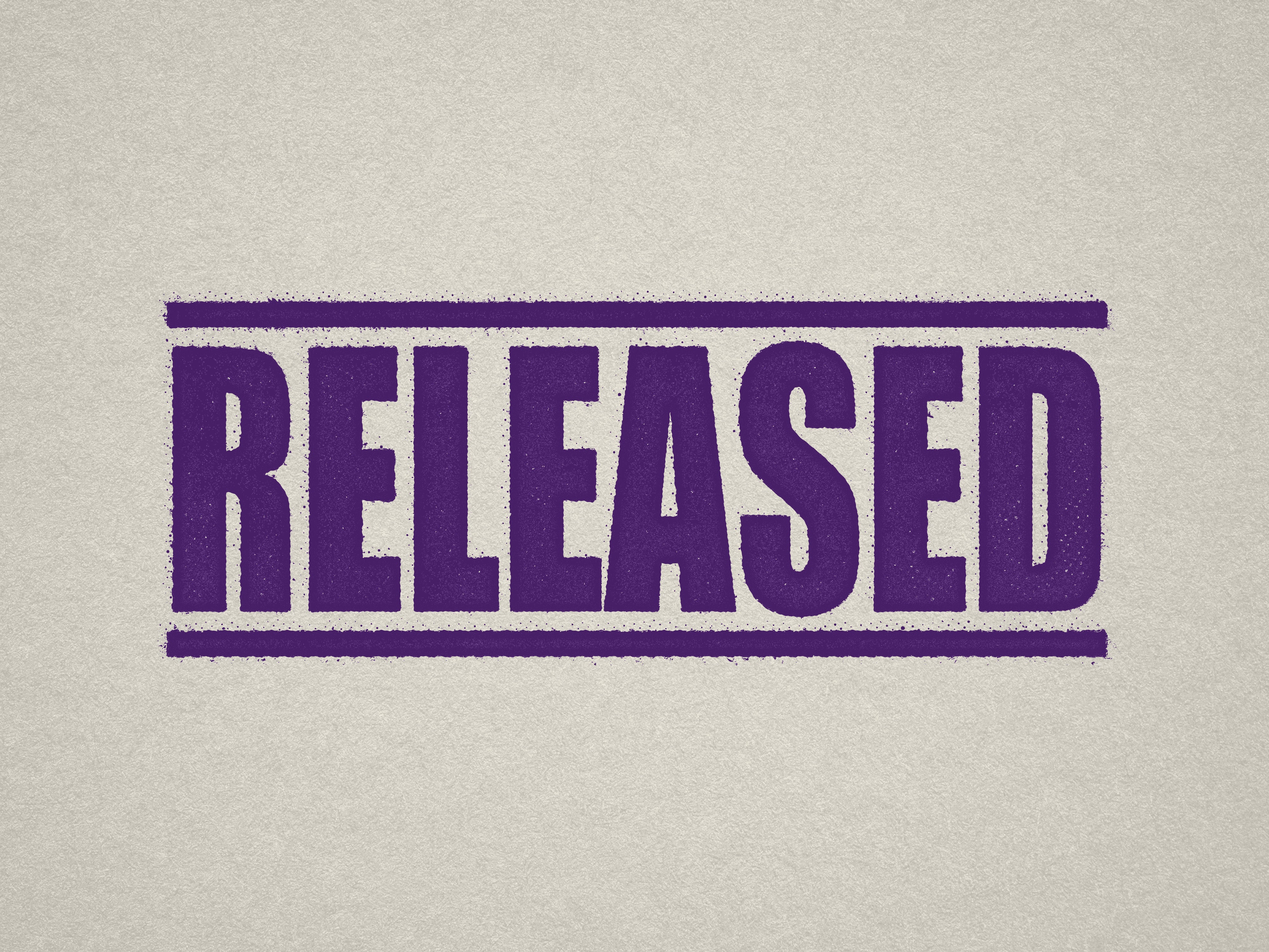 violet RELEASED rubber stamp