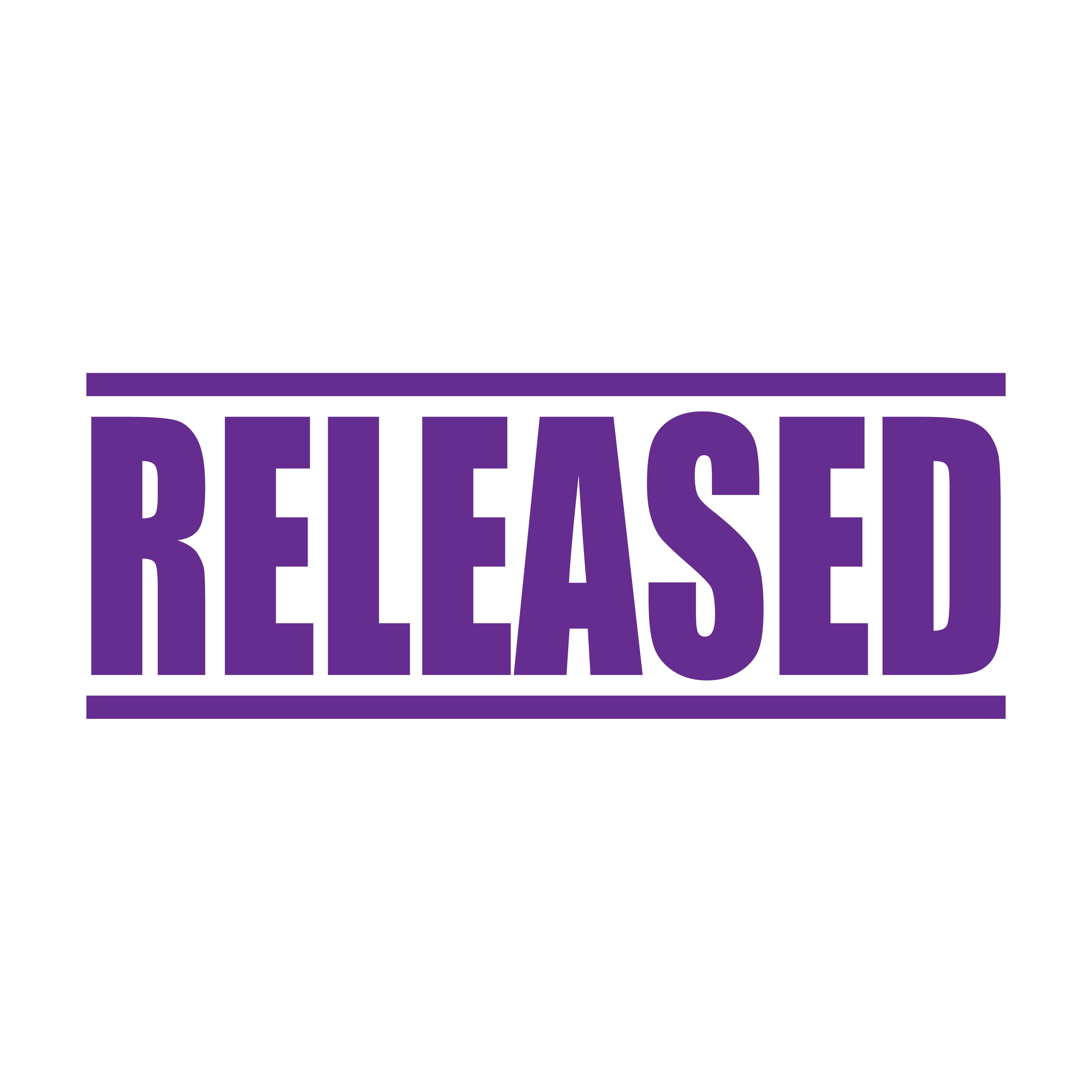 pre-designed RELEASED rubber stamp for logistics in purple ink