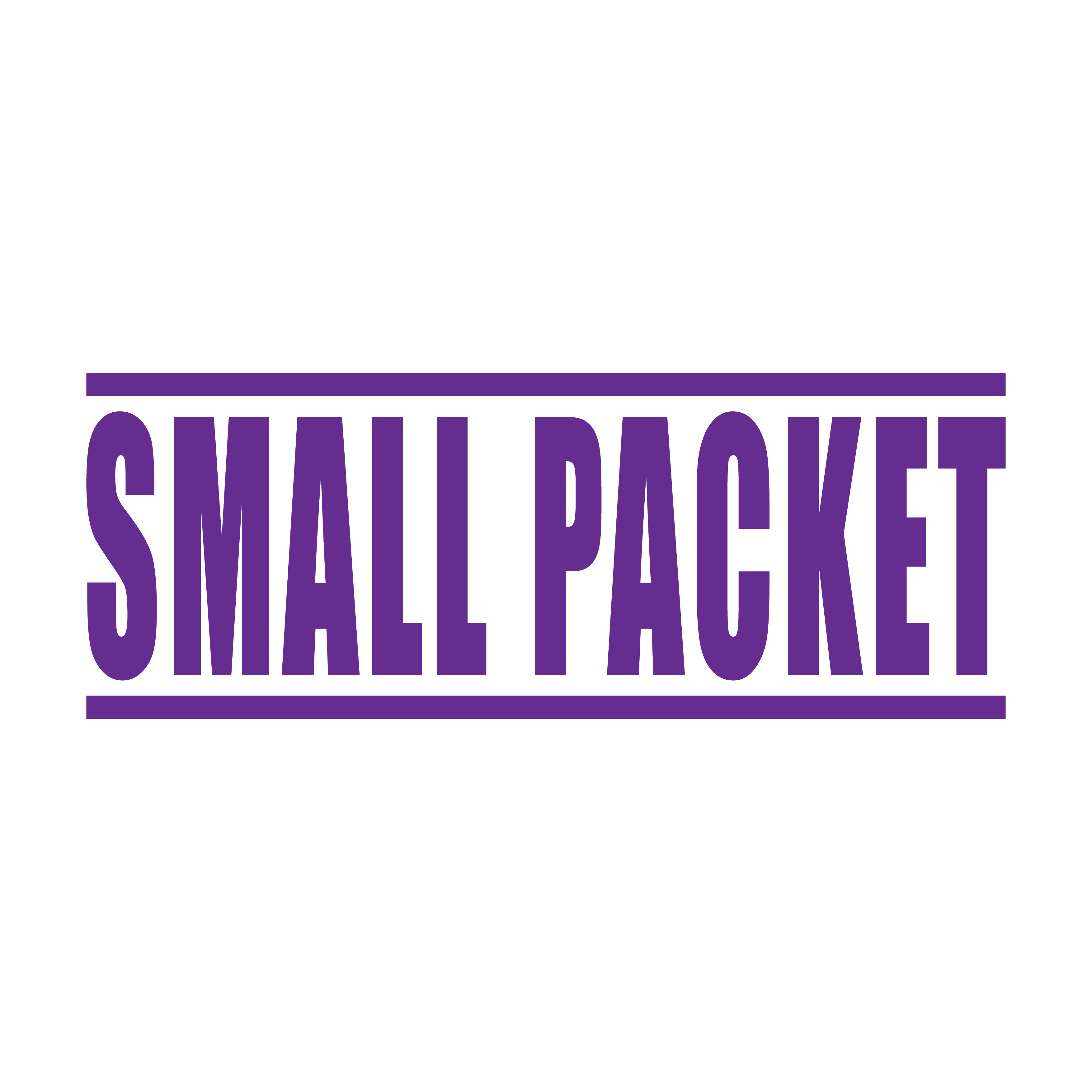 Violet ink, stock design stamp SMALL PACKET text
