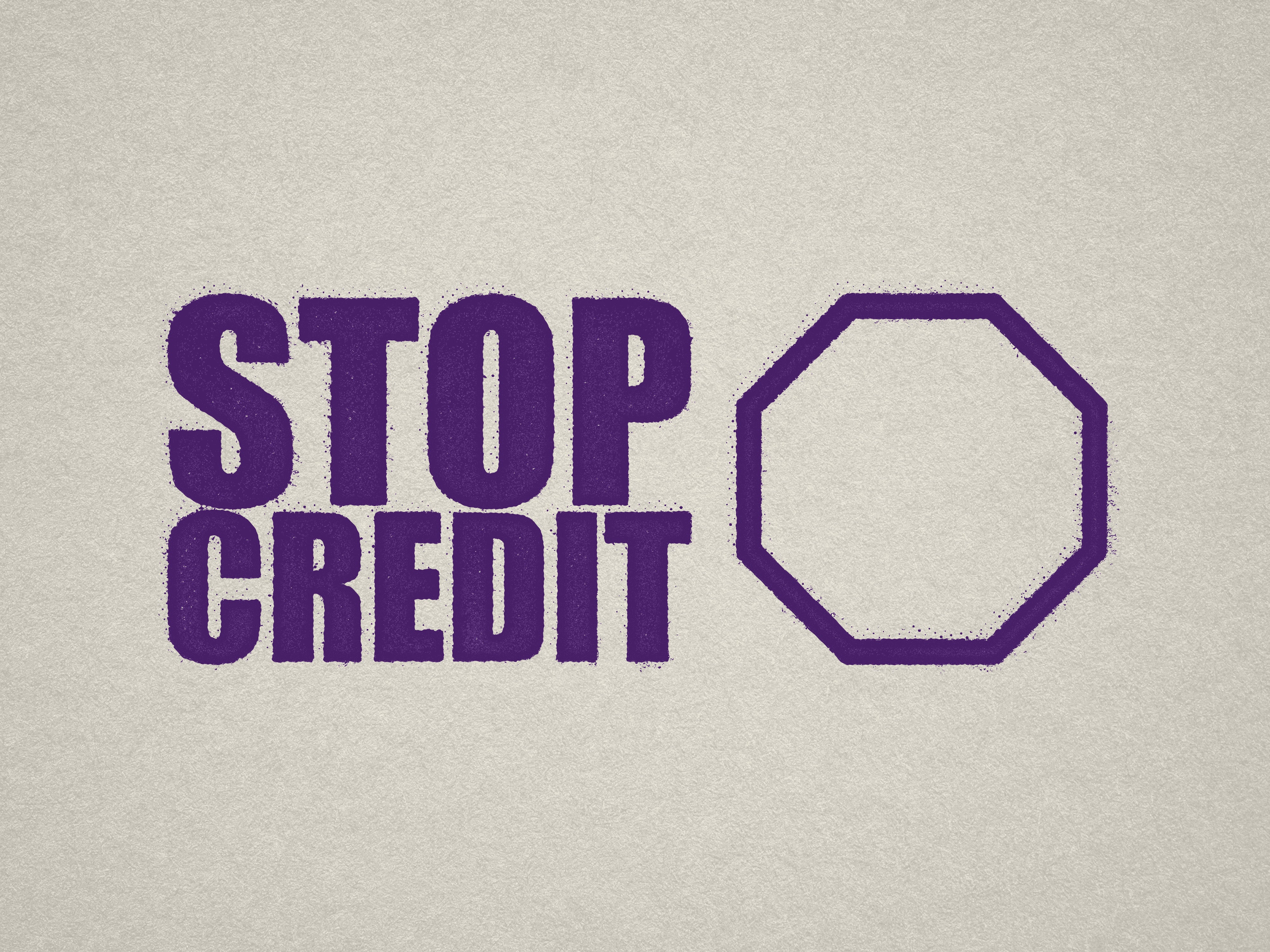 Violet stop credit stamp