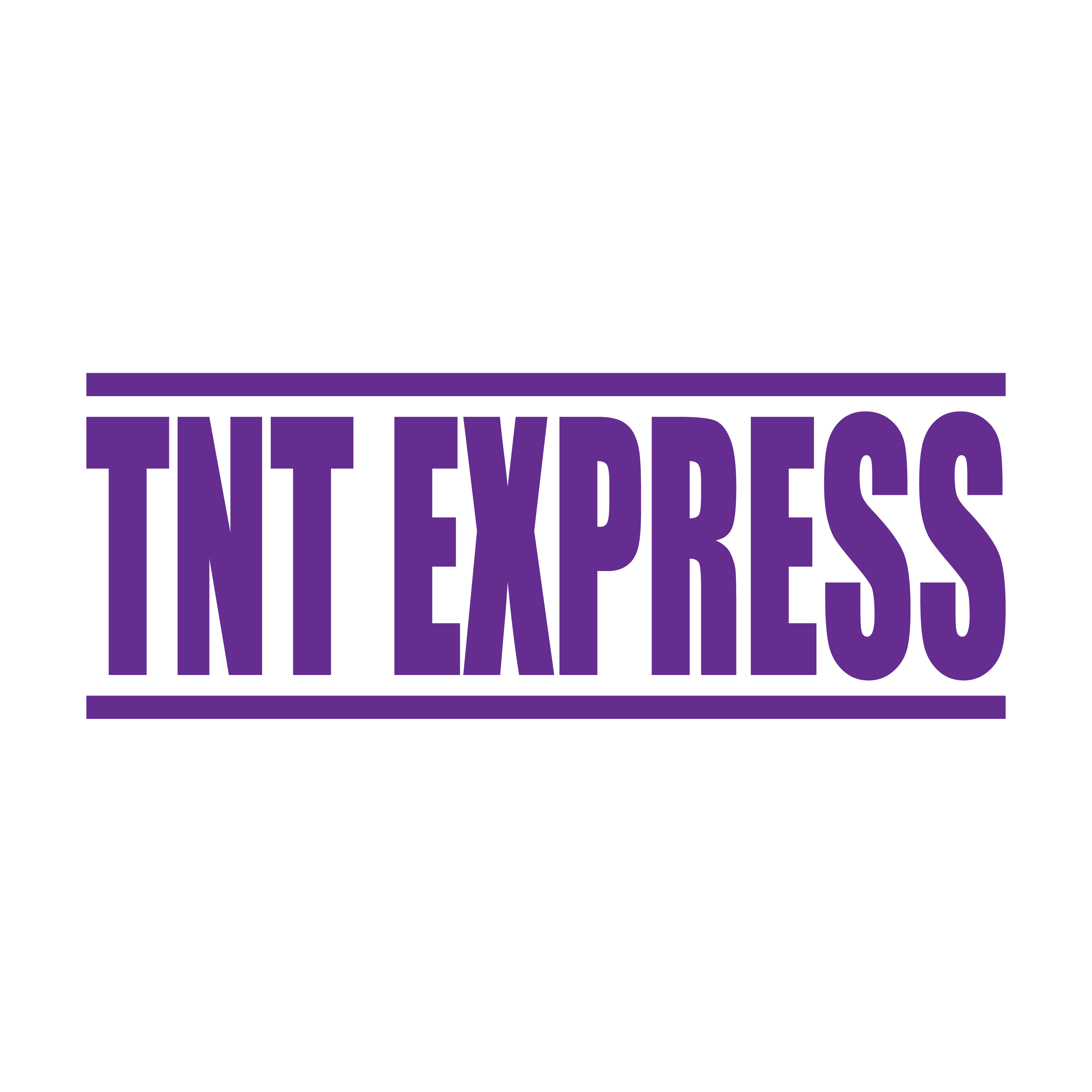 A Violet self-inking stamp with the text 'TNT EXPRESS' in bold capital letters.