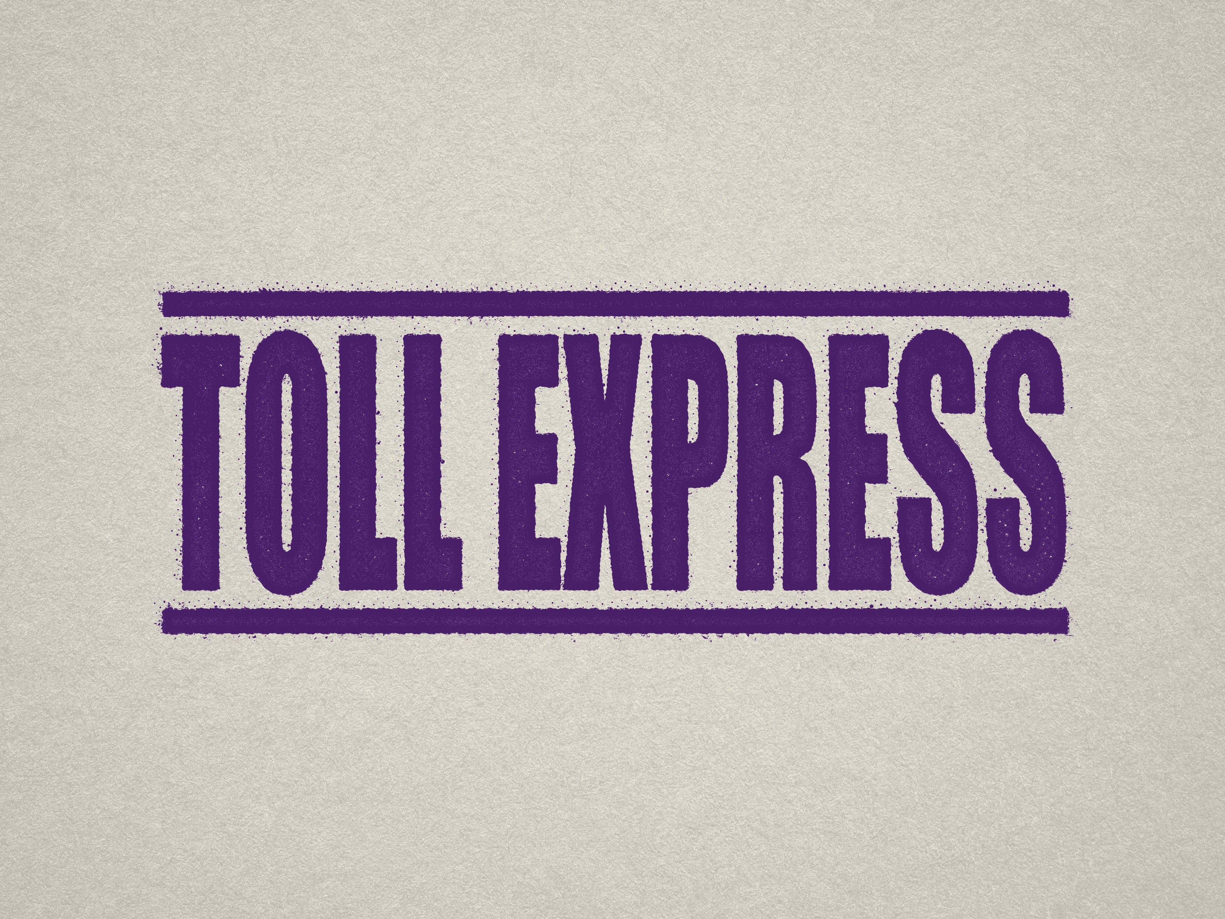 self-inking Toll Express stamp purple ink