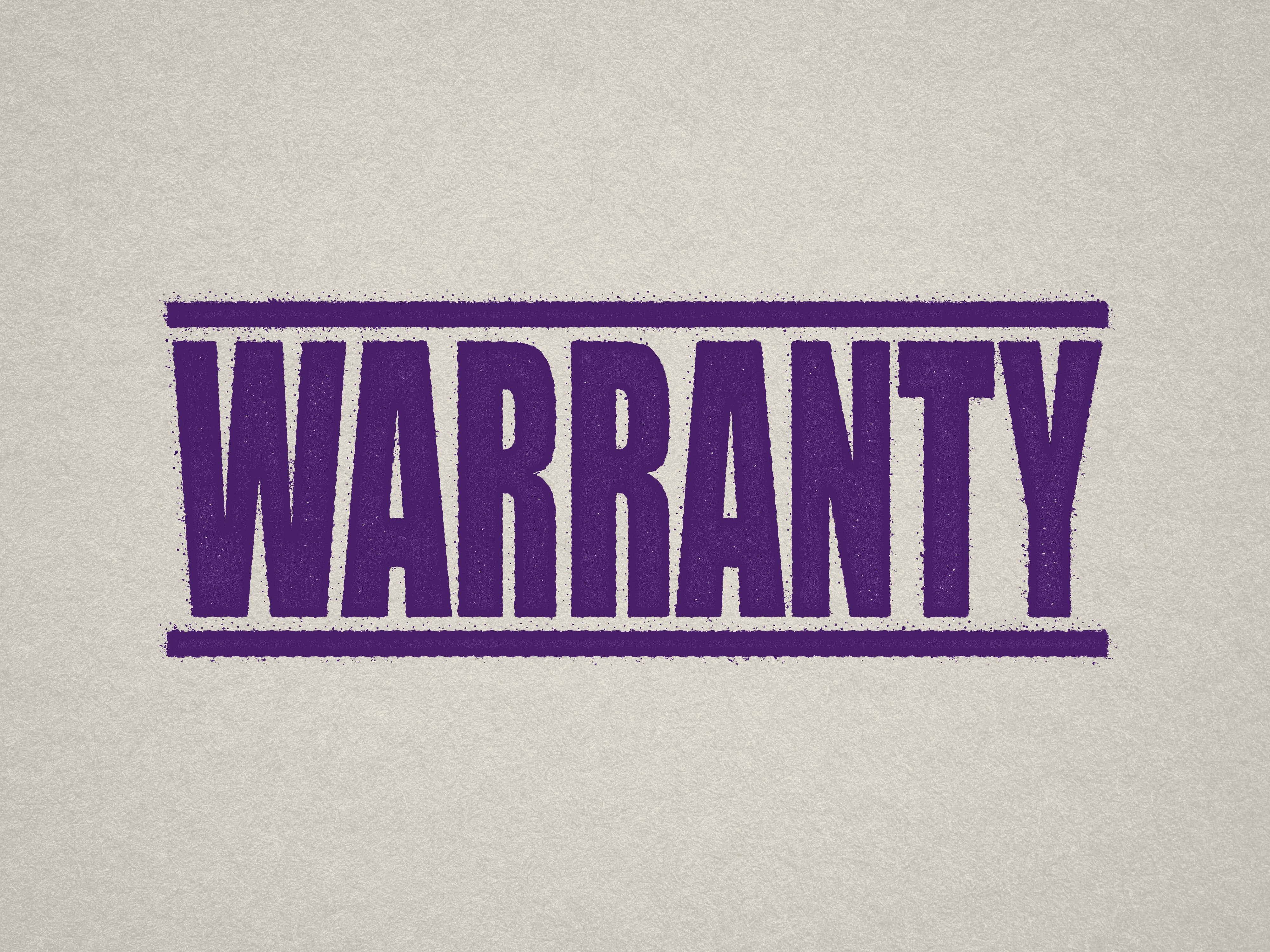 mock up design of 'Warranty ' rubber stamp violet ink in paper background stampers hand stamp office business inventory documents self inking prefill refillable stamps stamping purple