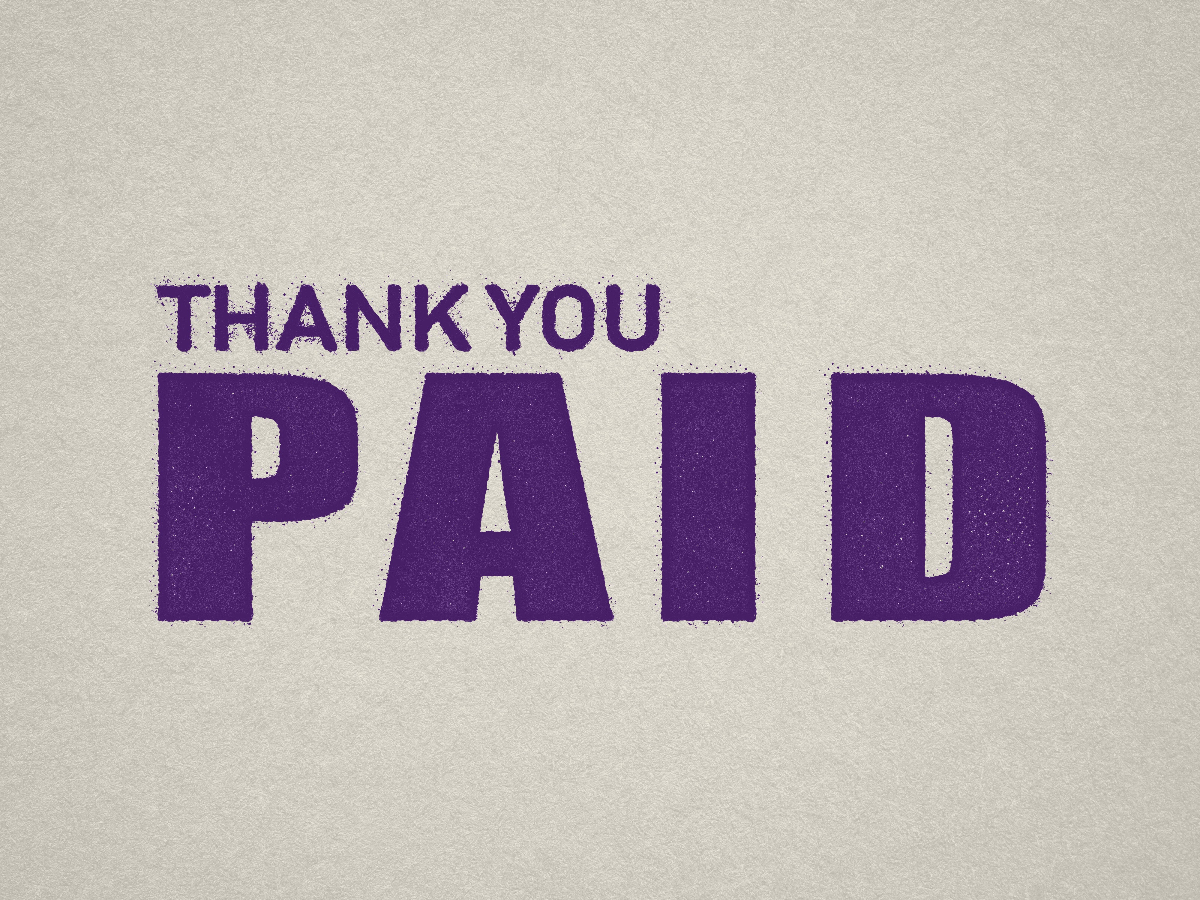 purple Thank You Paid rubber stamp