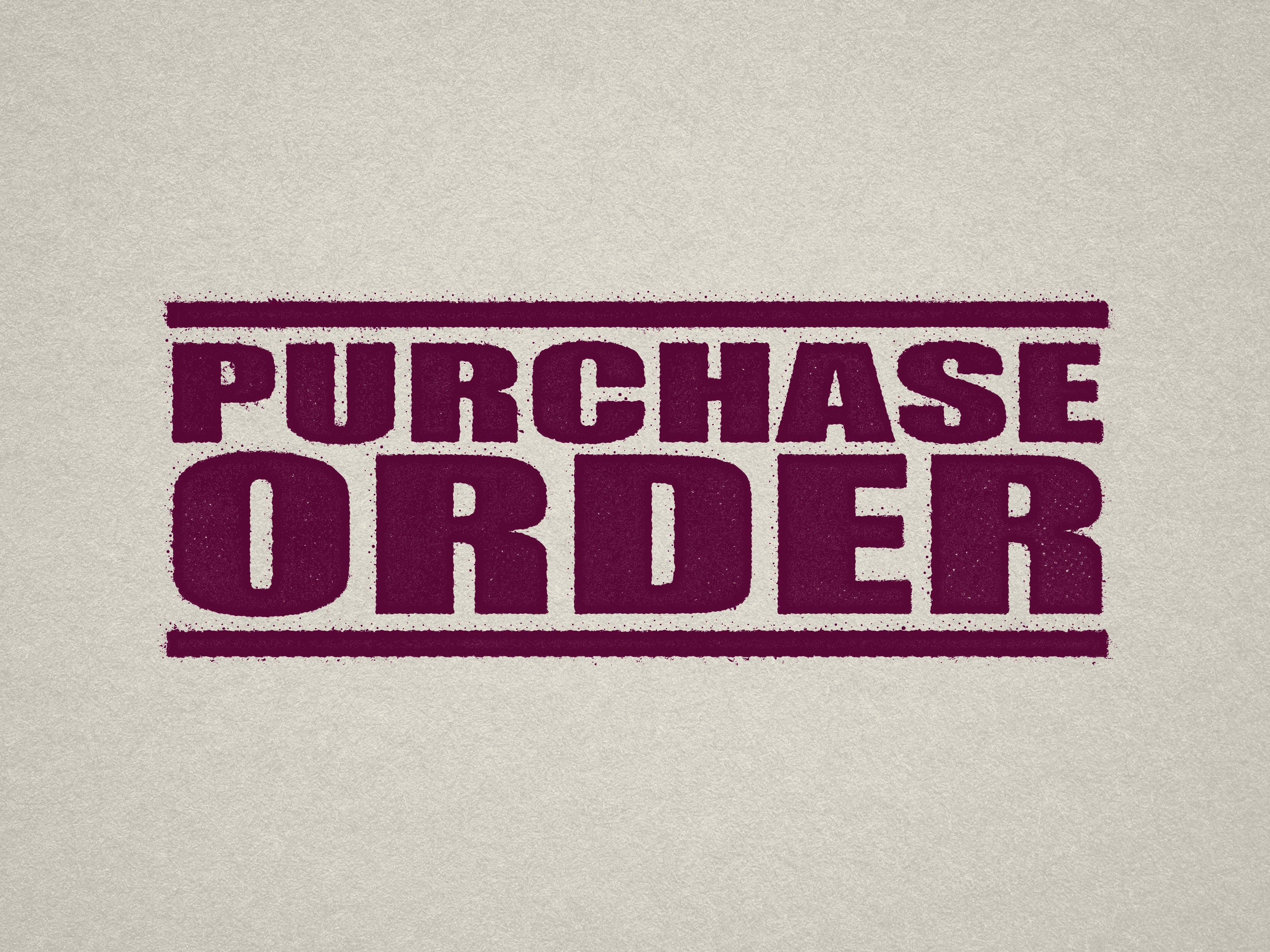 off the shelf PURCHASE ORDER stamp in Maroon ink