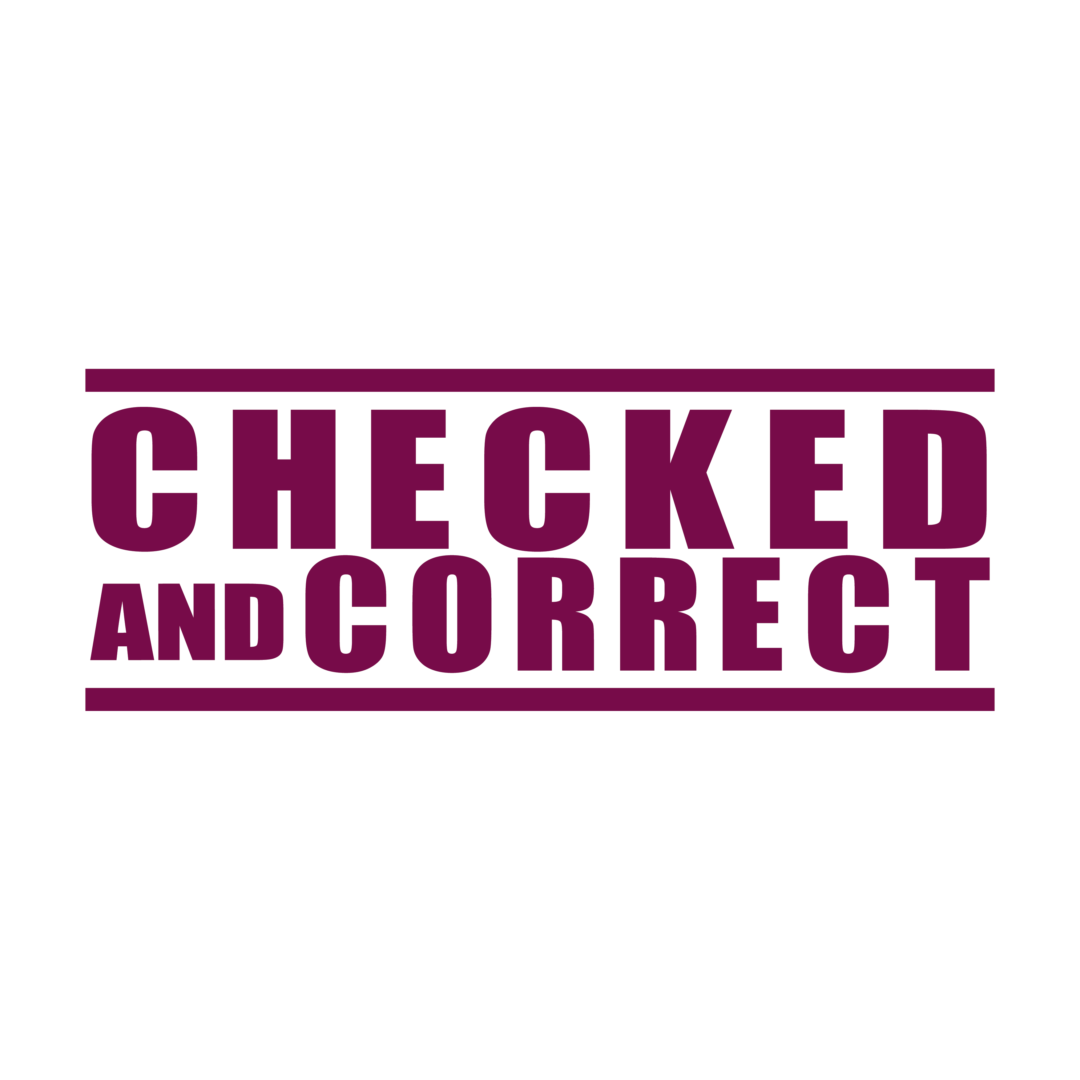 Maroon Checked and Correct rubber stamp