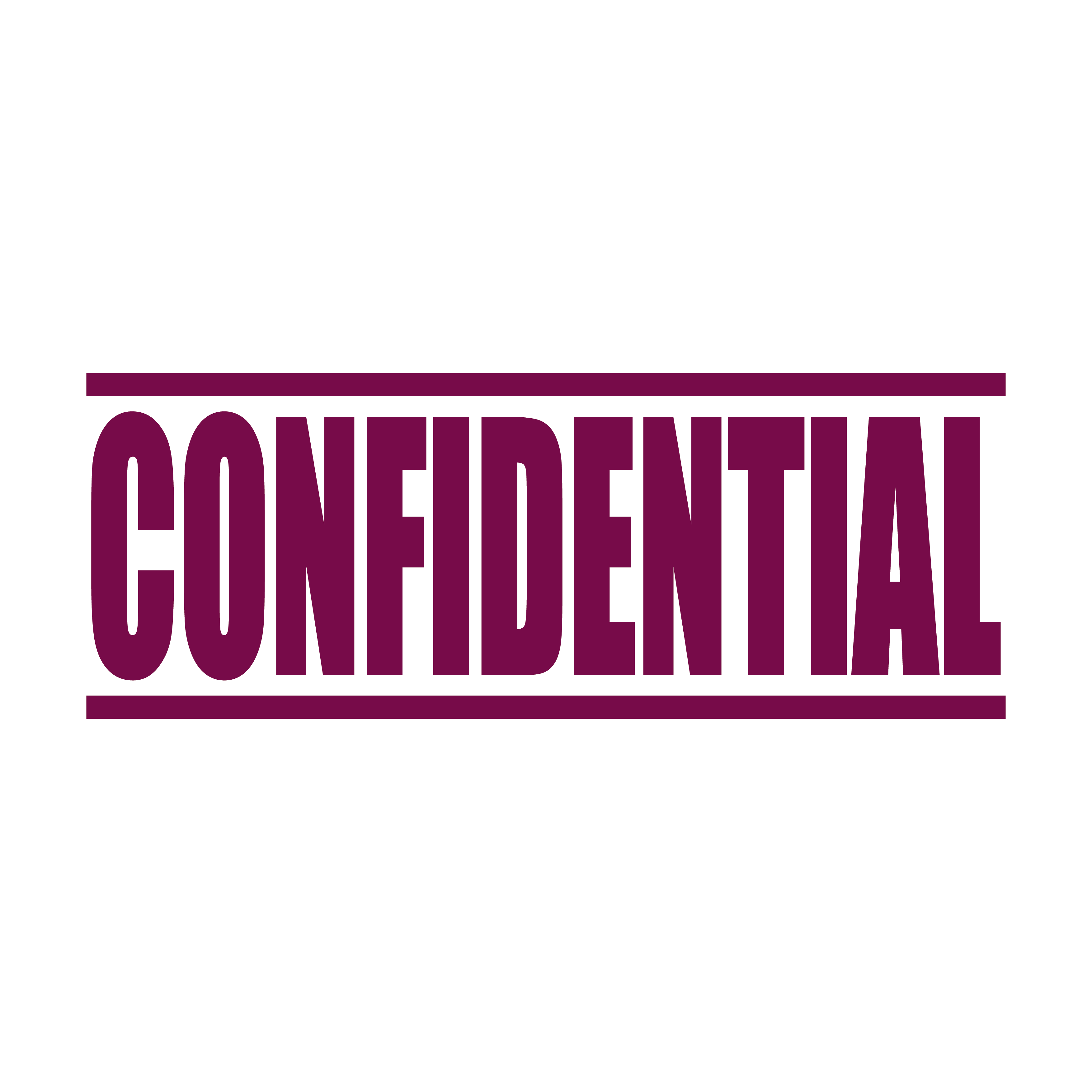 A maroon self inking rubber stamp with the word 'Confidential' printed in bold capital letters in maroon ink. stampers hand stamp office business inventory documents self inking prefill refillable stamps stamping