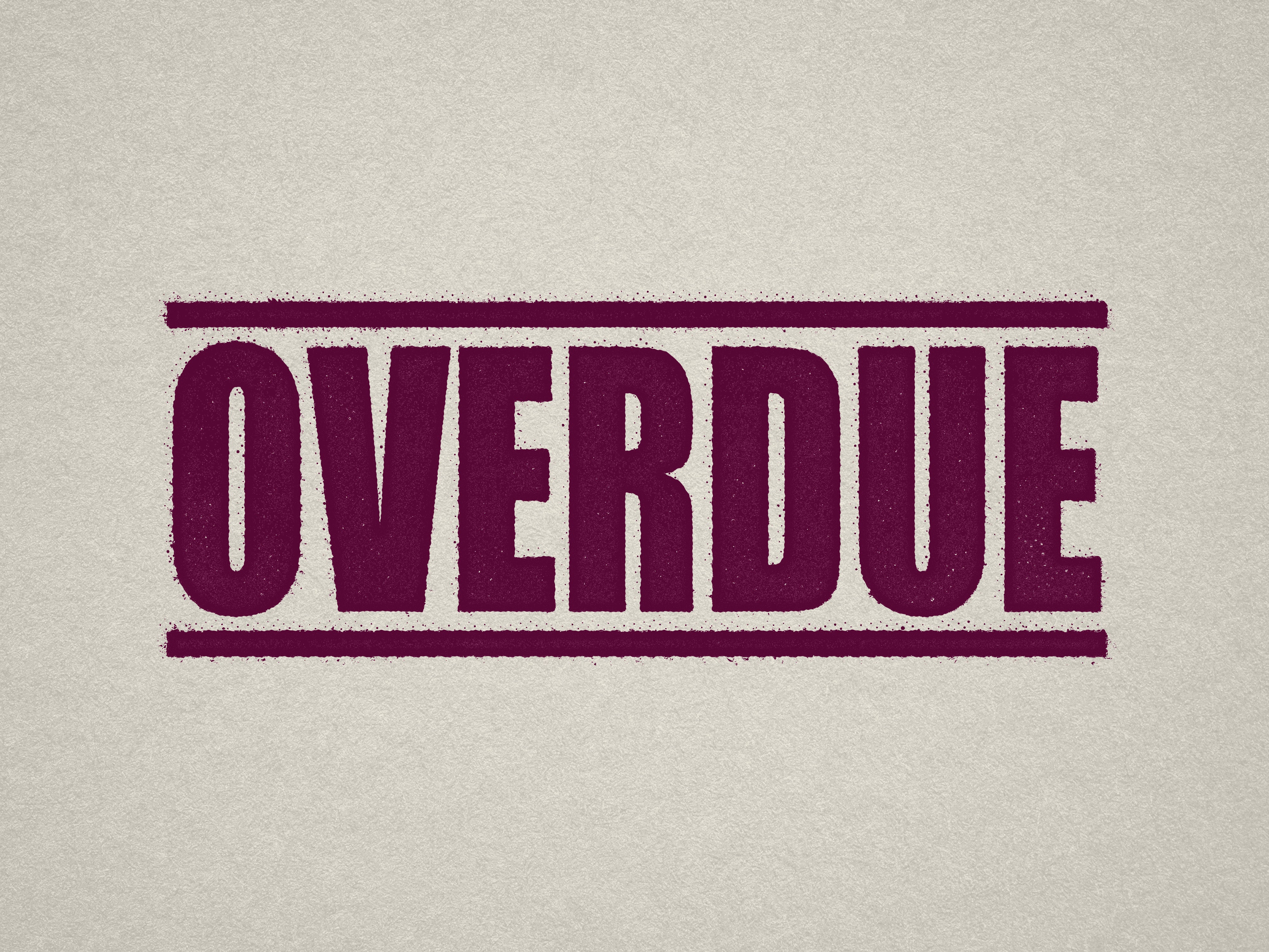 mock up design of 'Overdue " rubber stamp maroon ink in paper background stampers hand stamp office business inventory documents