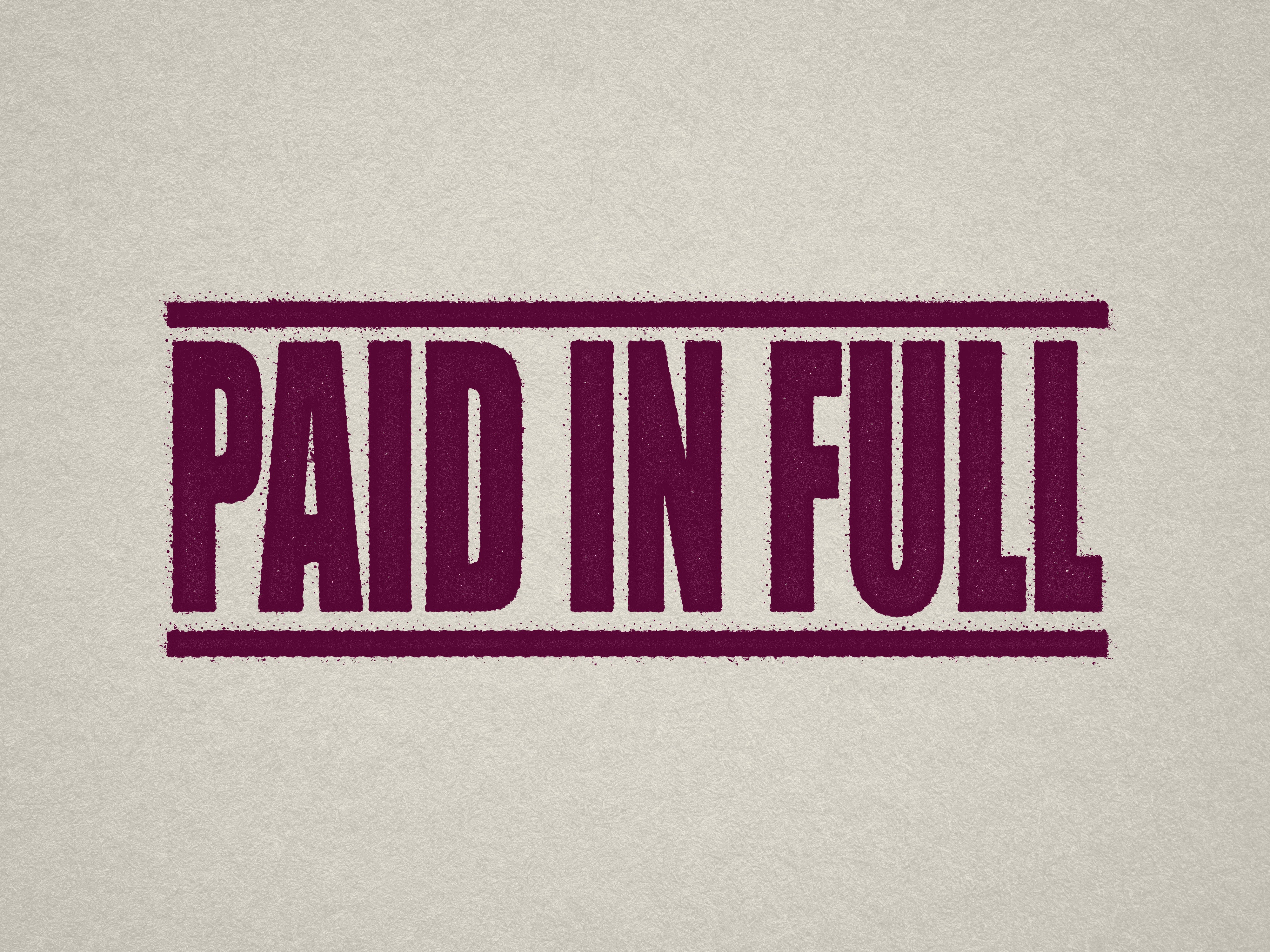 mock up design of 'Paid In Full' rubber stamp maroon ink in paper background stampers hand stamp office business inventory documents