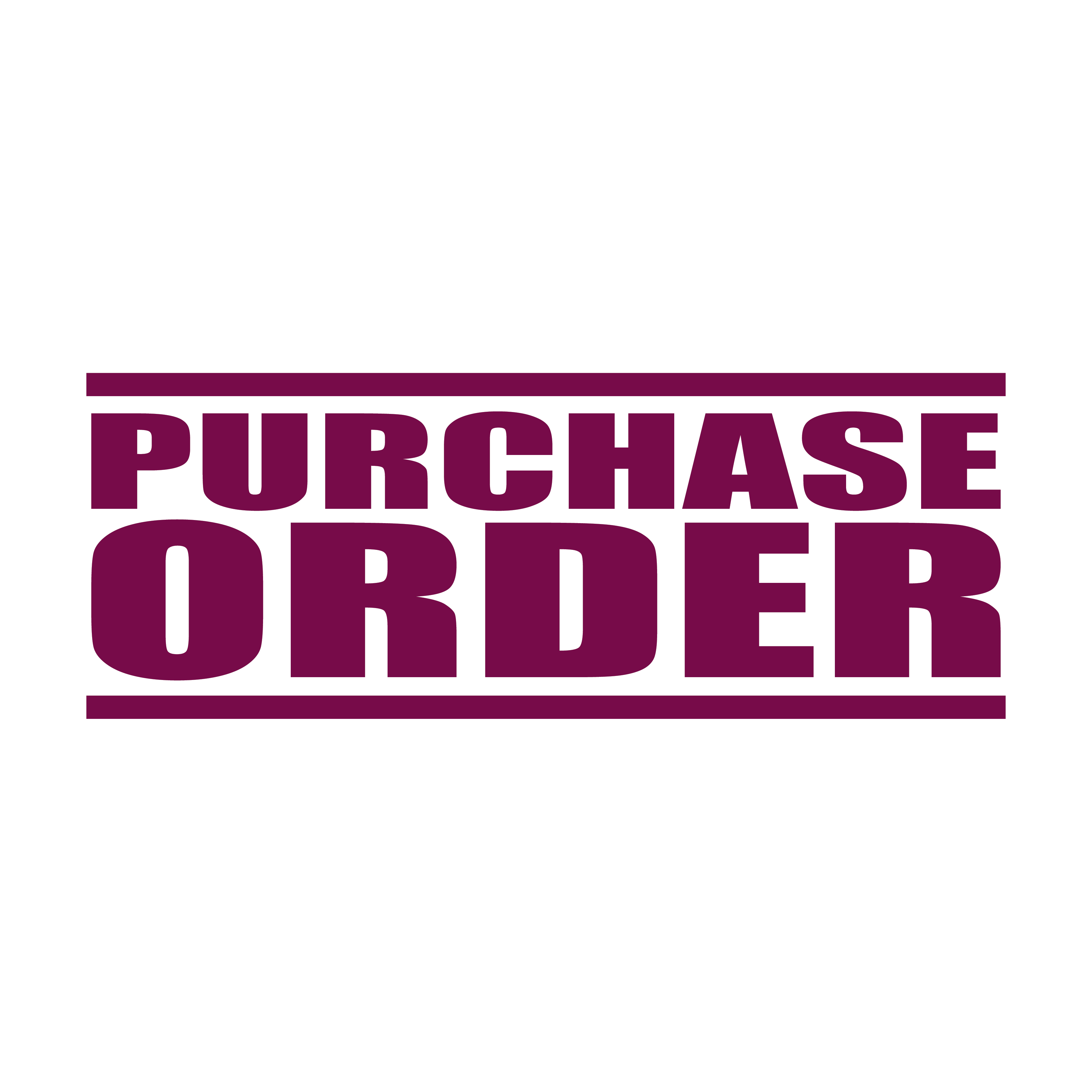 ready-made 'PURCHASE ORDER' rubber stamp for marking documents in Maroon ink