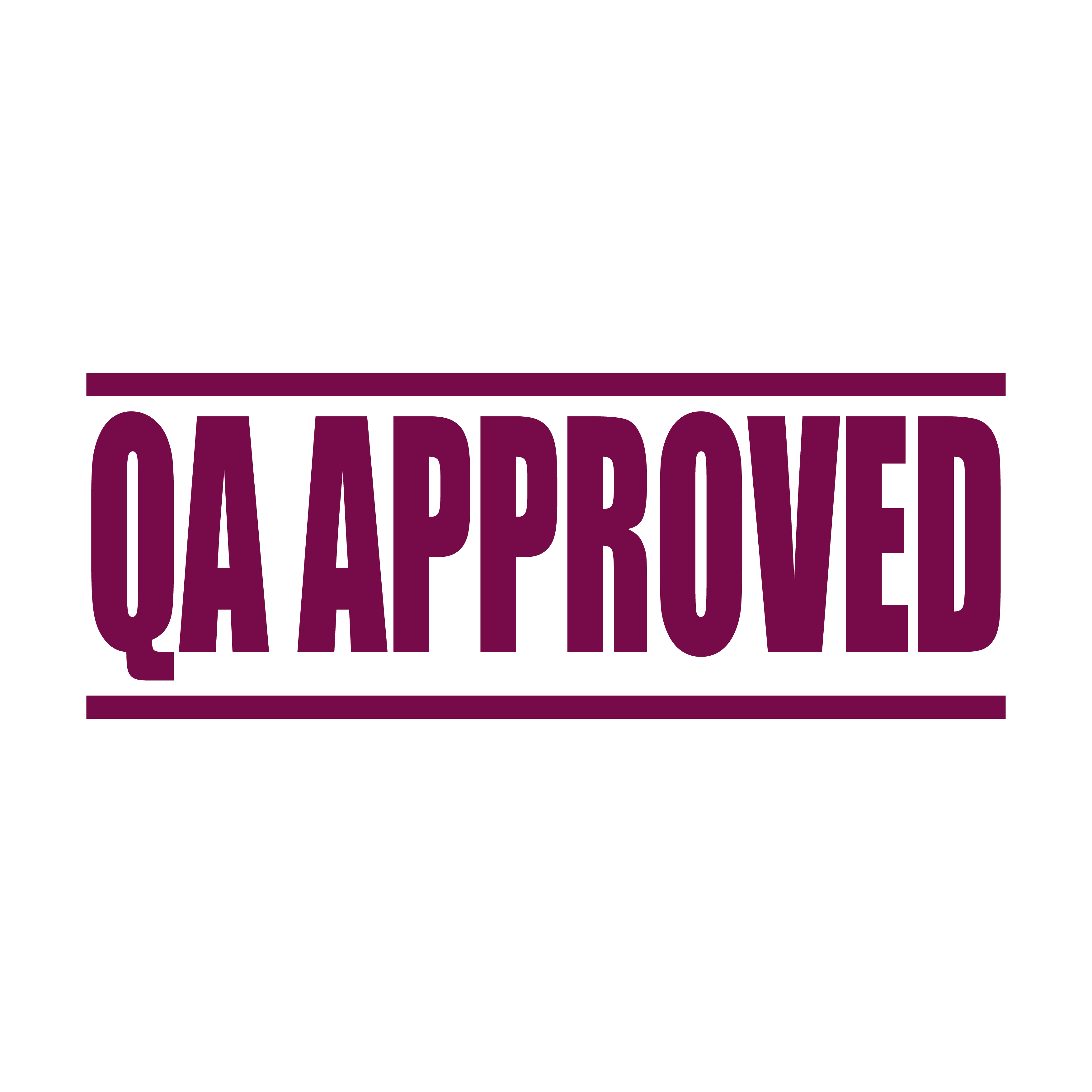 Maroon pre-designed QA Approved stamps