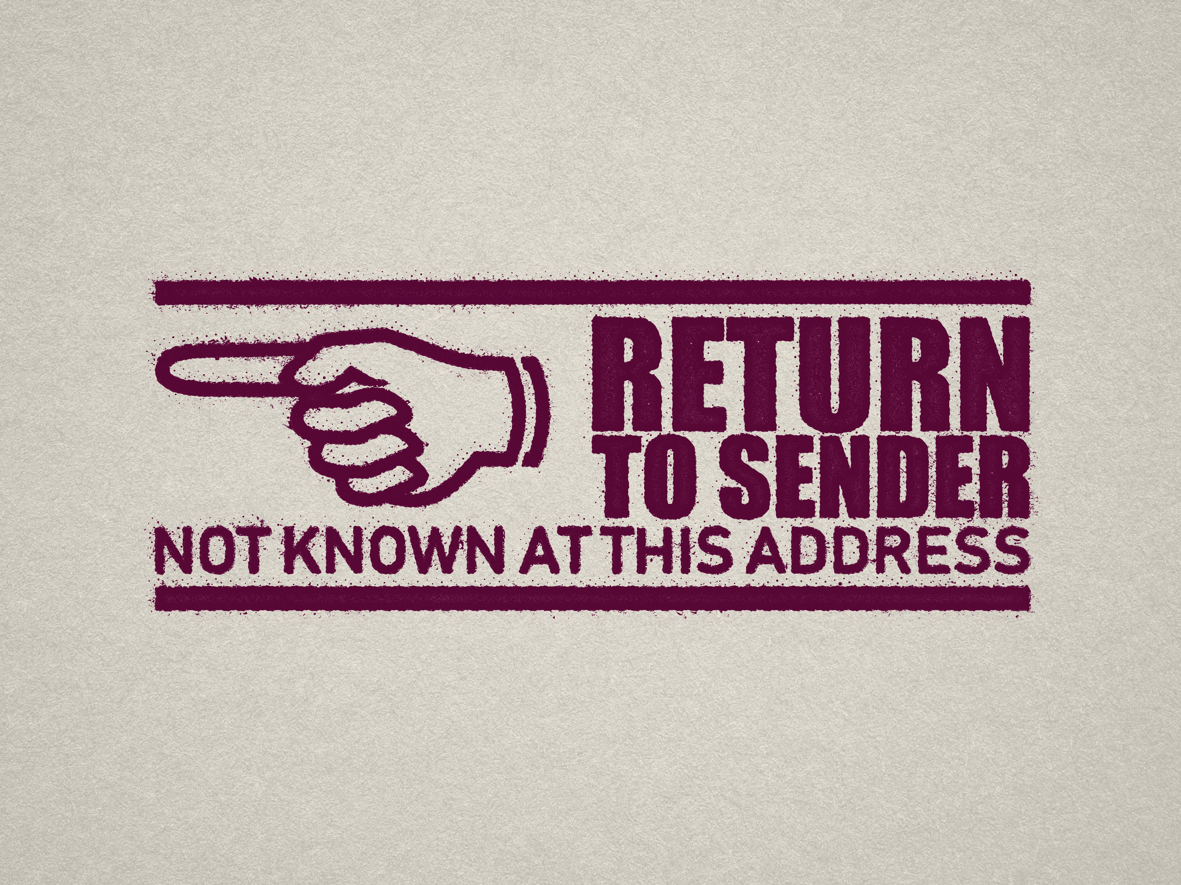 Maroon rubber stamp readymade design RETURN TO SENDER