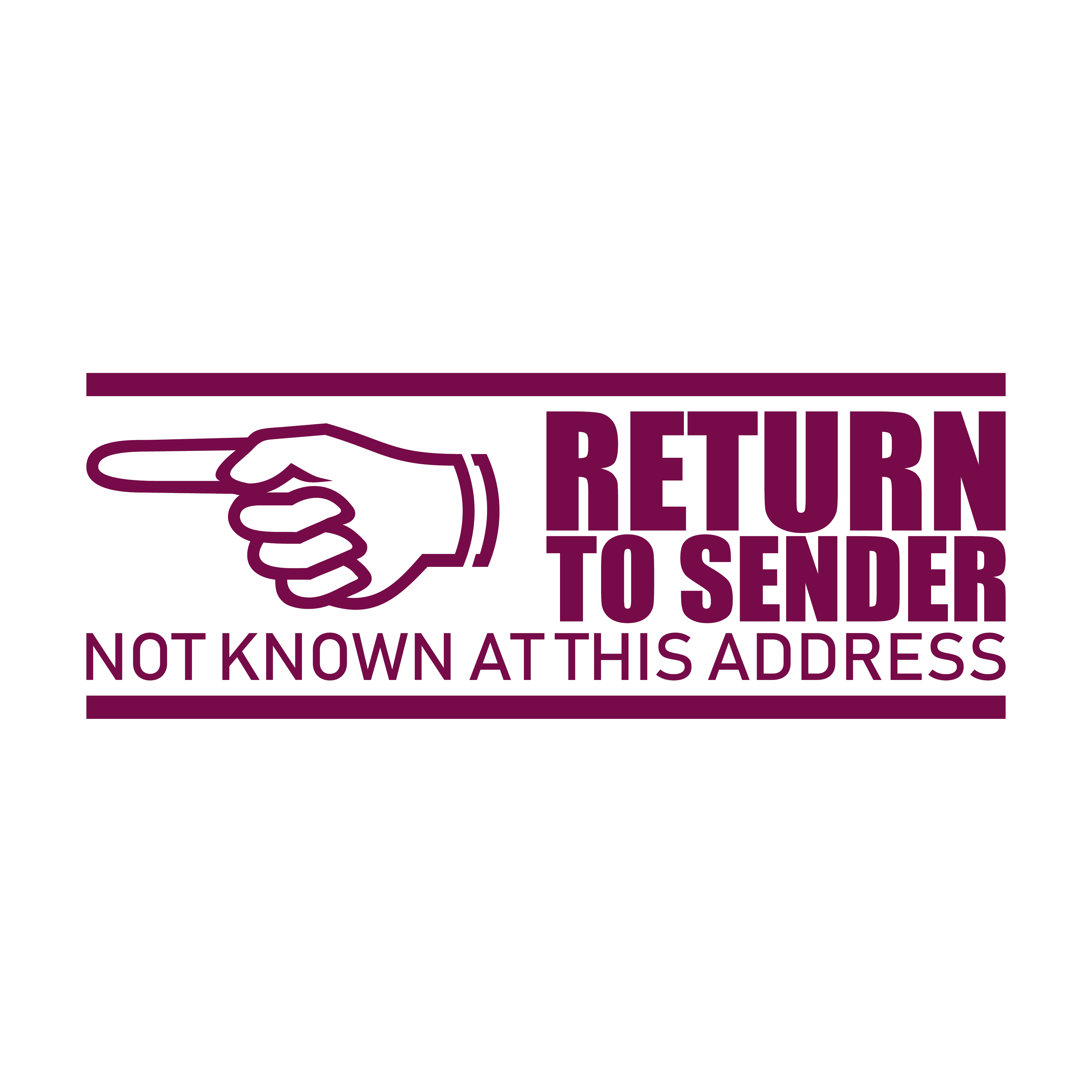 maroon RETURN TO SENDER handy stamp
