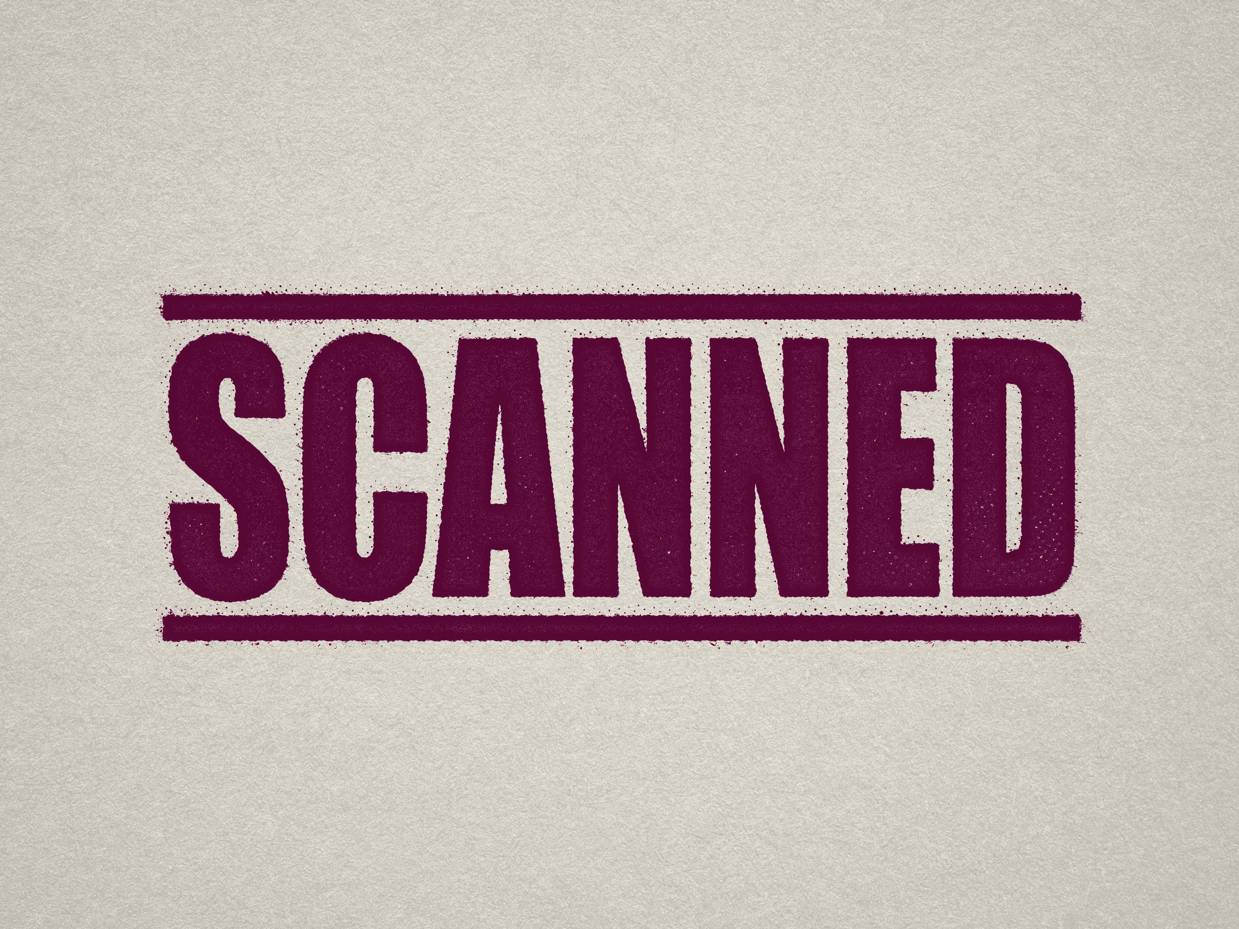 Mock up design or lifestyle image of 'SCANNED' rubber stamp maroon ink in paper background stampers hand stamp office business inventory documents self inking prefill refillable stamps stamping