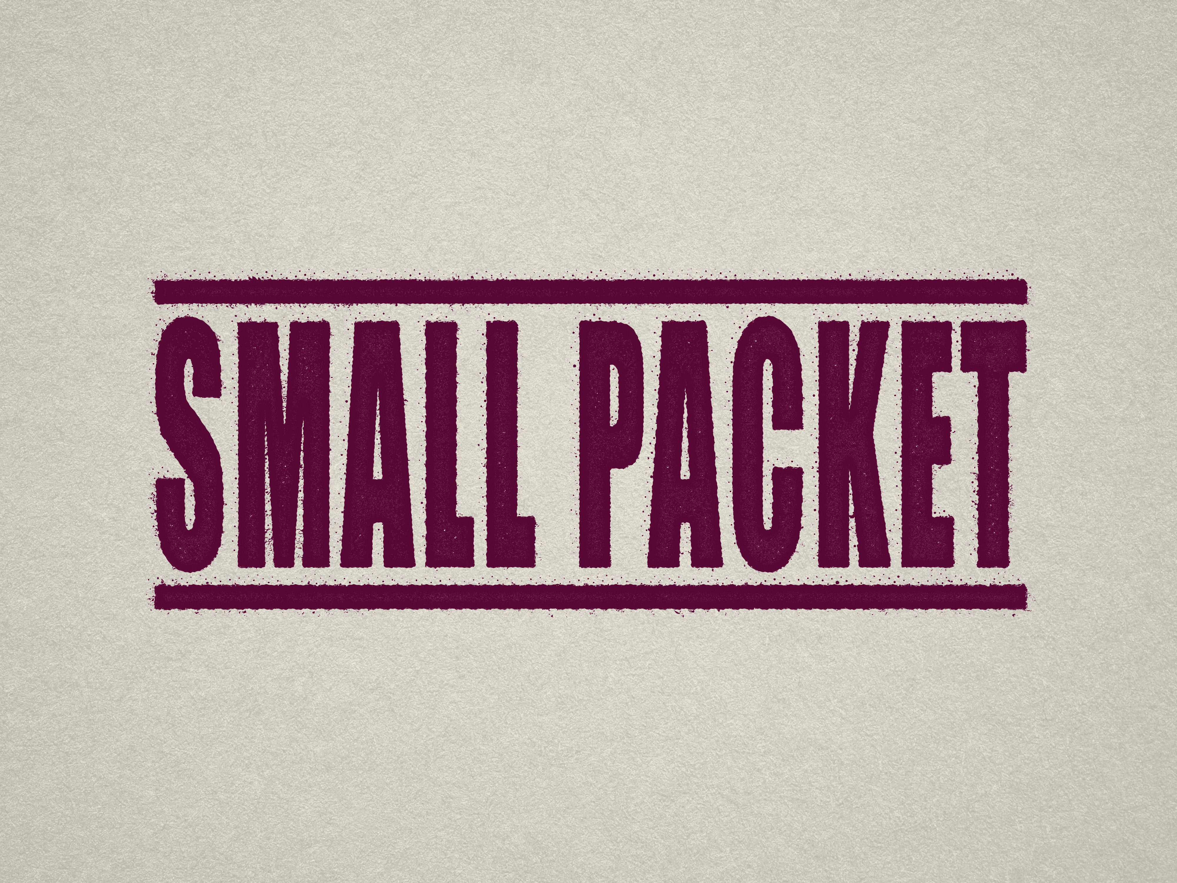 Ready made stamp design "SMALL PACKET" text Maroon ink