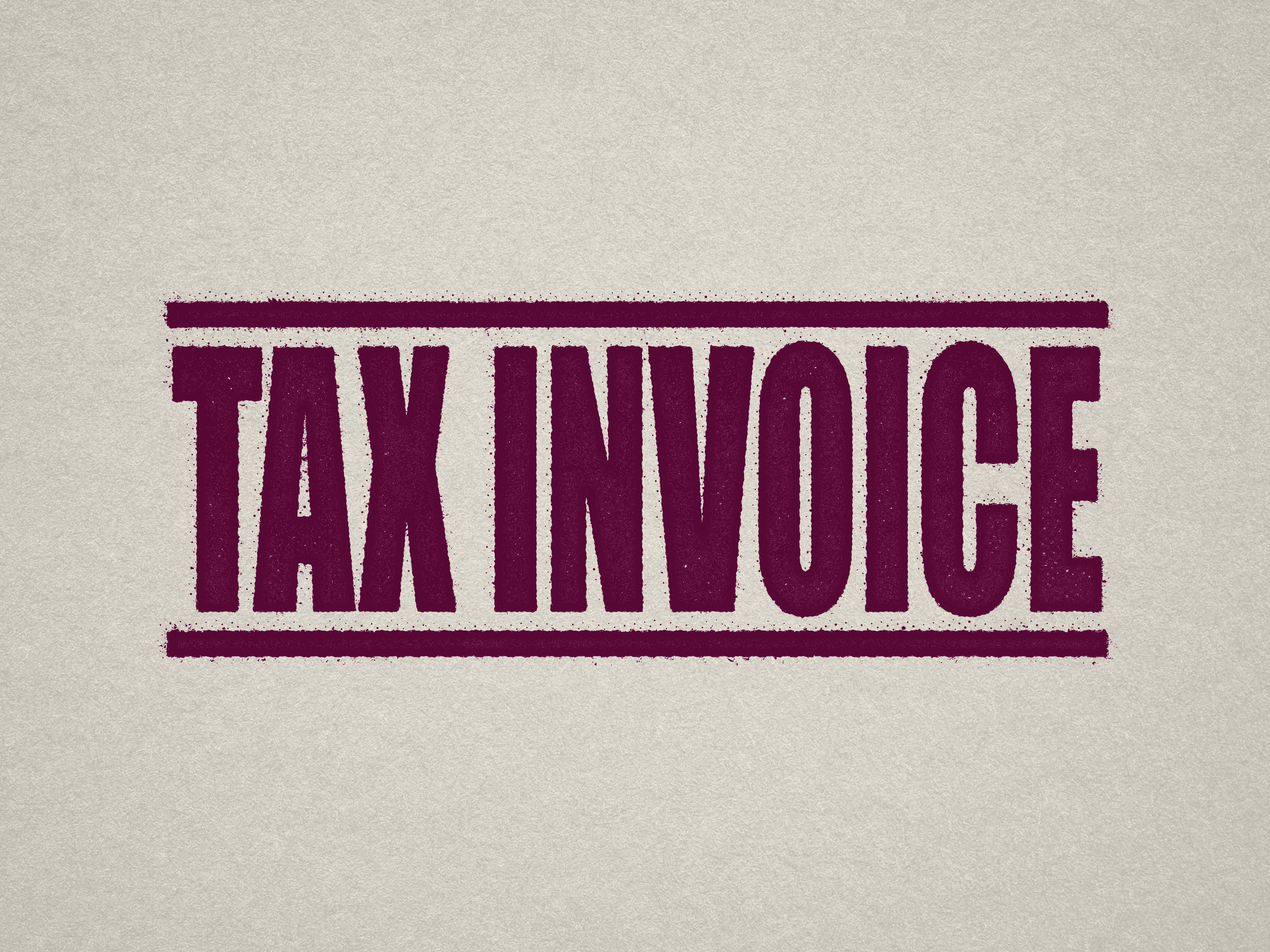 mock up design of 'Tax Invoice' rubber stamp maroon ink in paper background stampers hand stamp office business inventory documents self inking prefill refillable stamps stamping