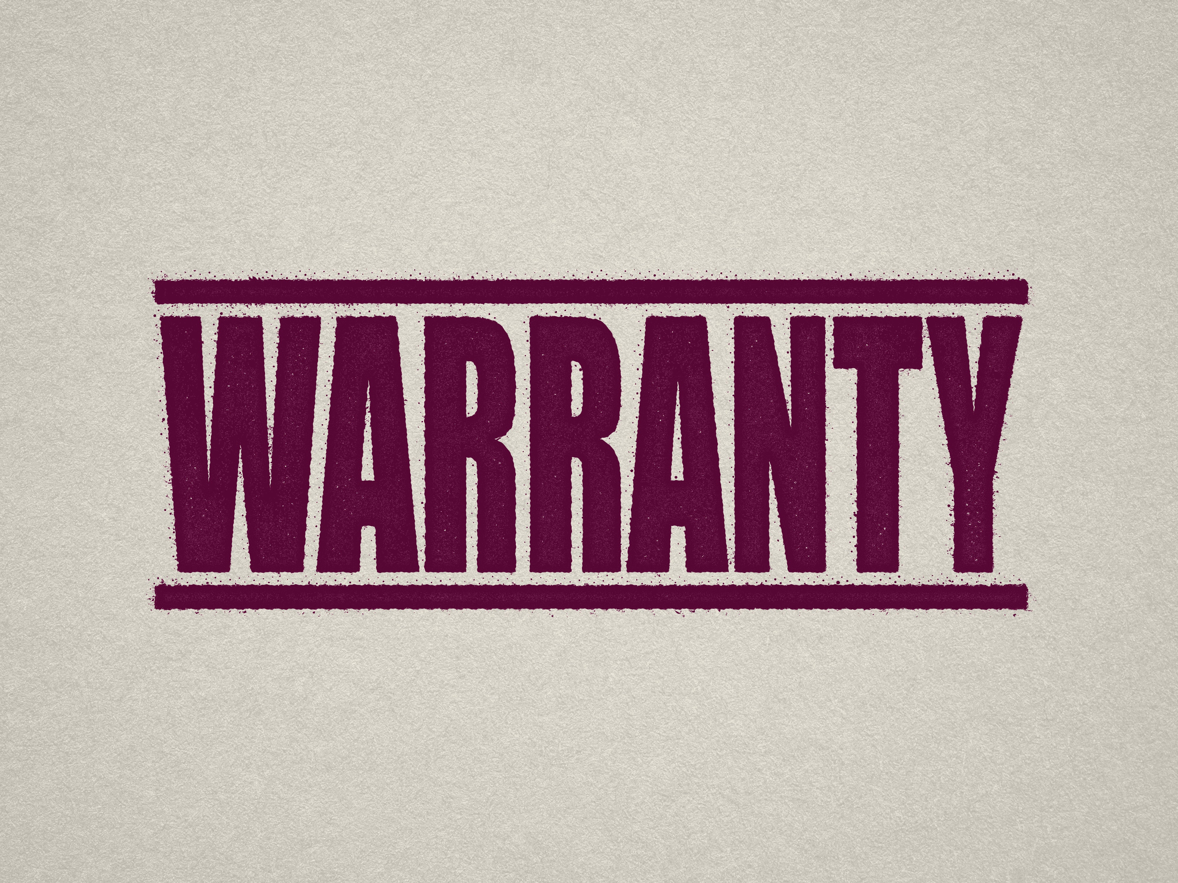 mock up design of 'Warranty ' rubber stamp maroon ink in paper background stampers hand stamp office business inventory documents self inking prefill refillable stamps stamping