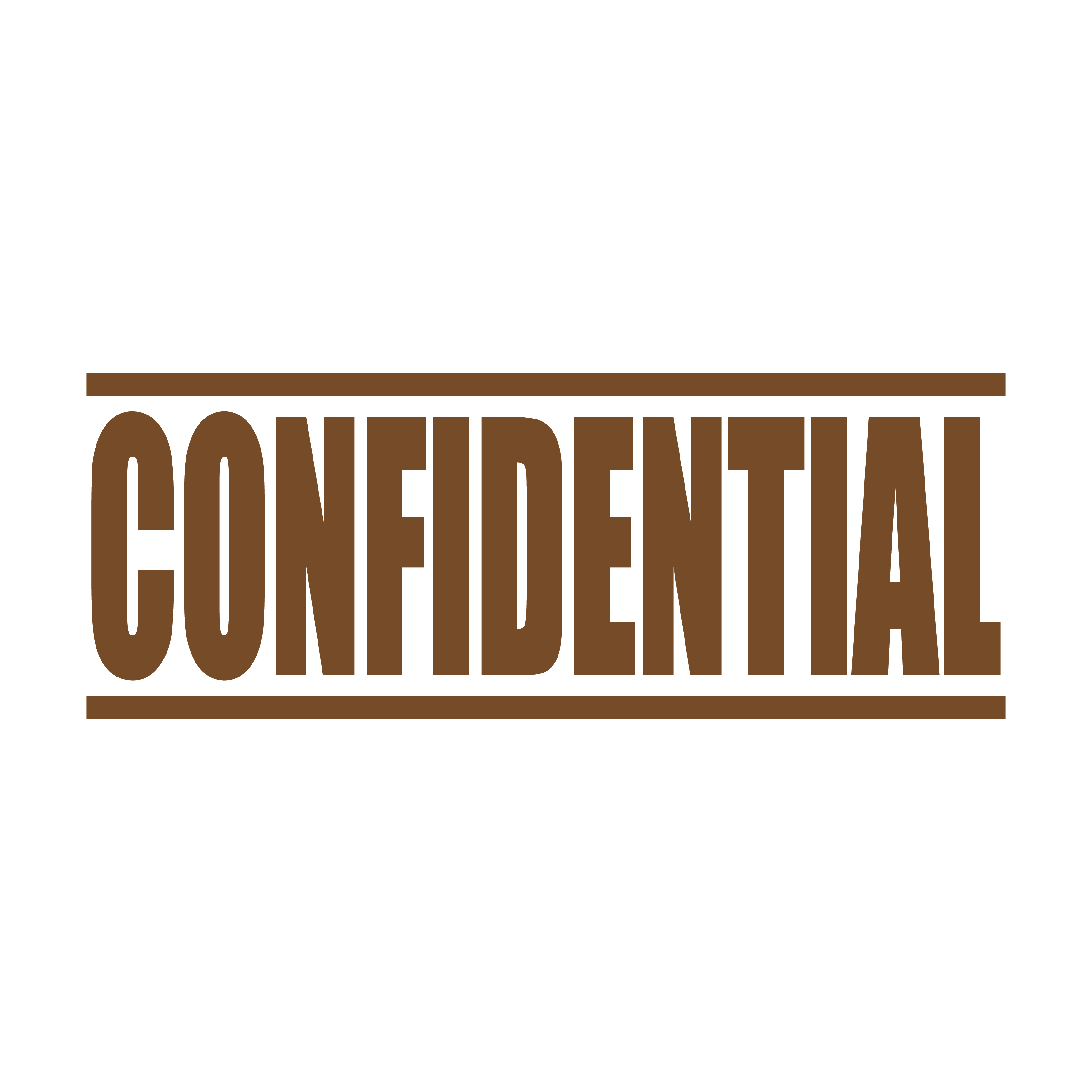 A brown self inking rubber stamp with the word 'Confidential' printed in bold capital letters in brown ink. stampers hand stamp office business inventory documents self inking prefill refillable stamps stamping