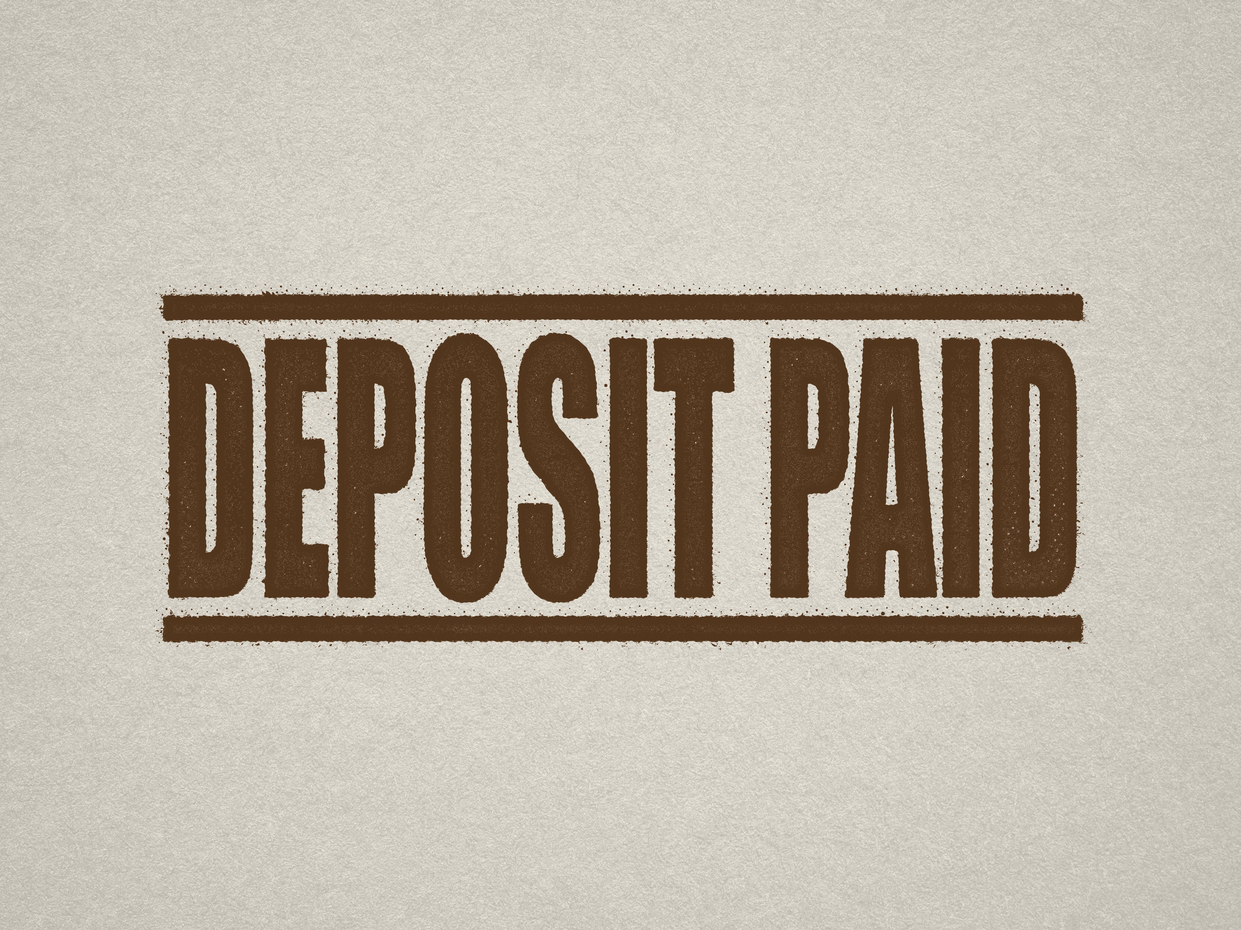 mock up design of 'Deposit Paid' rubber stamp brown ink in paper background stampers hand stamp office business inventory documents self inking prefill refillable stamps stamping