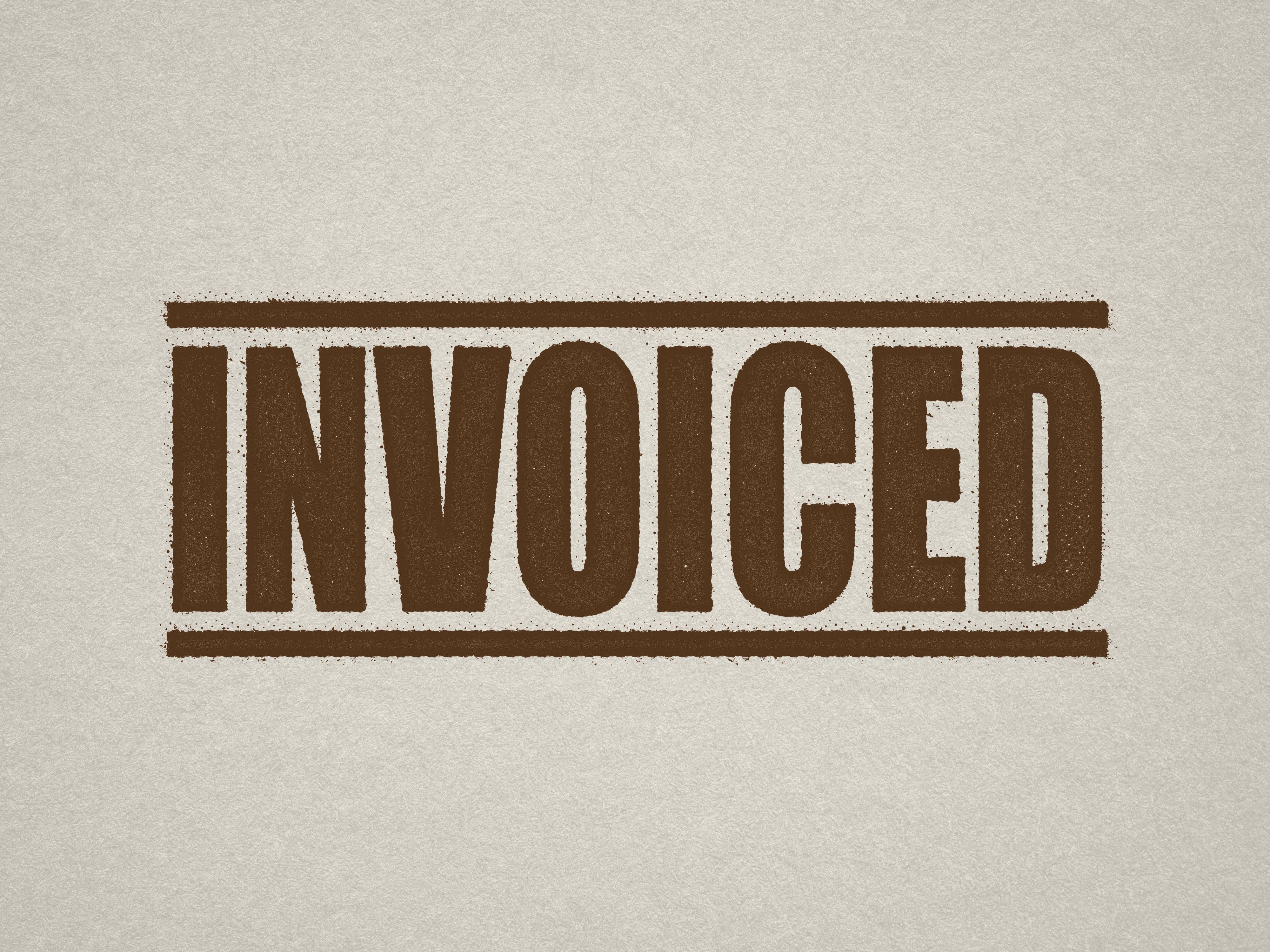 mock up design of INVOICED rubber stamp brown ink in paper background stampers hand stamp office business inventory documents