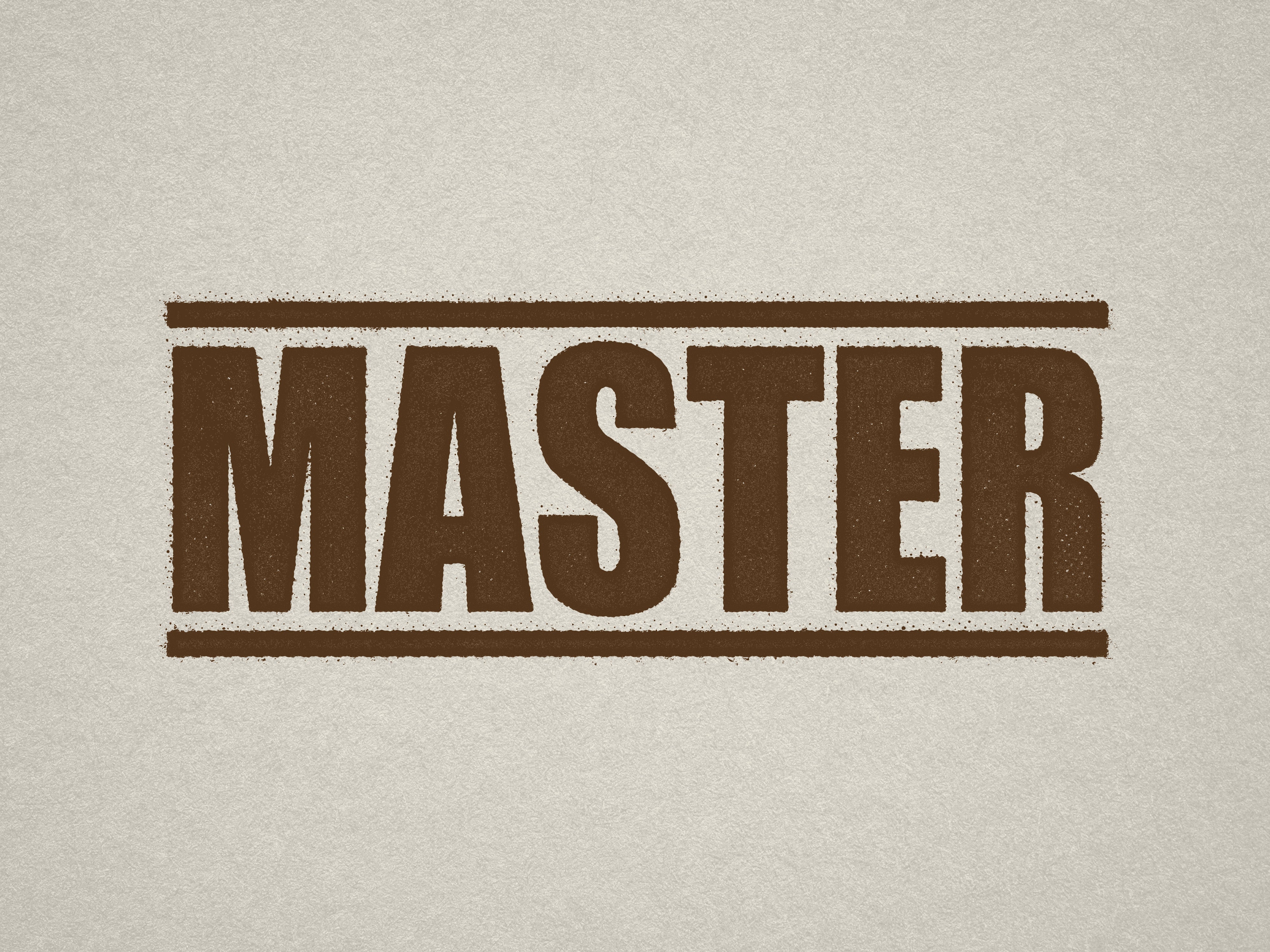 Mock up design of 'MASTER' rubber stamp brown ink in paper background stampers hand stamp office business inventory documents