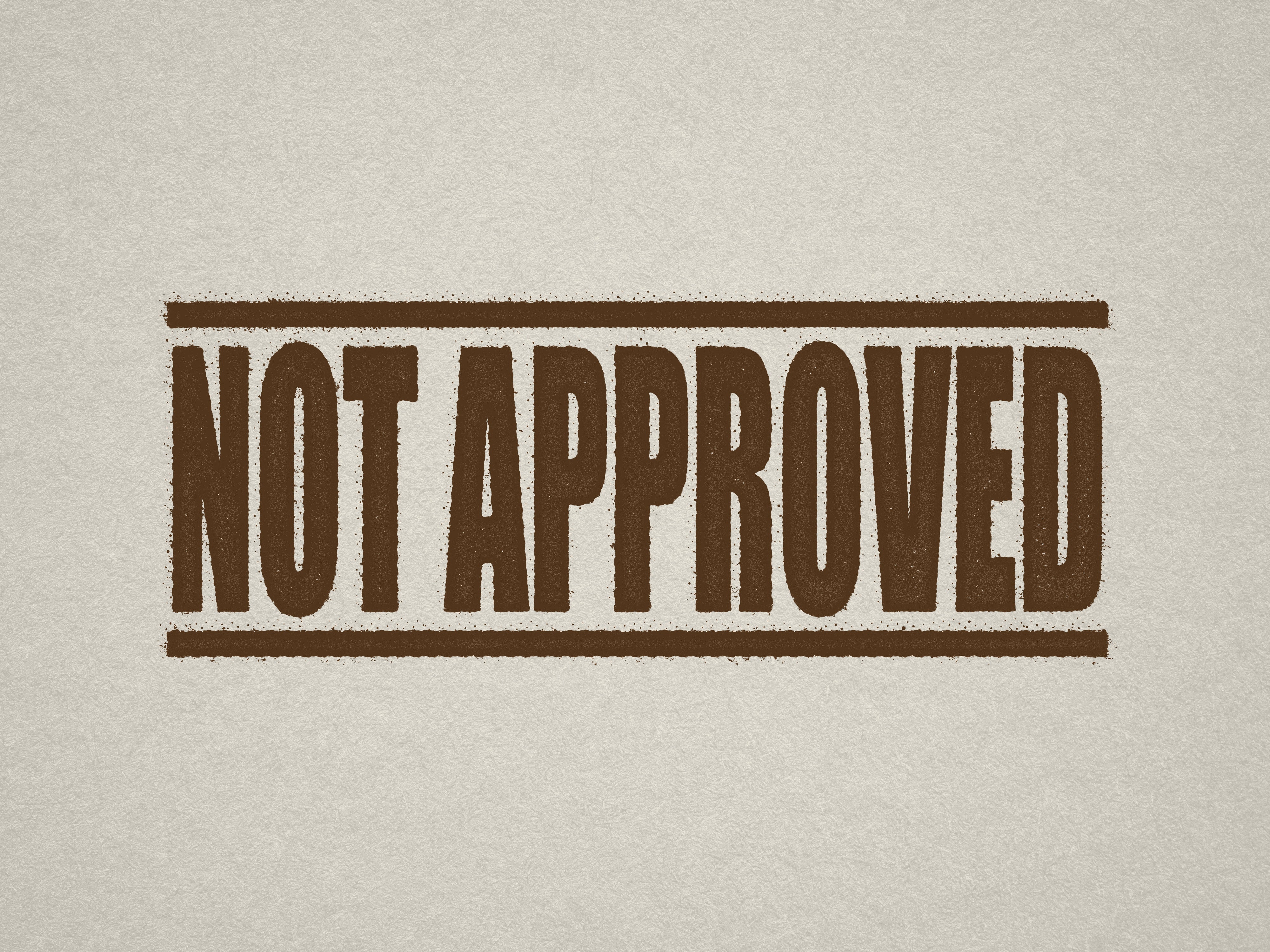 mock up design of 'Not Approved' rubber stamp brown ink in paper background stampers hand stamp office business inventory documents self inking prefill refillable stamps stamping