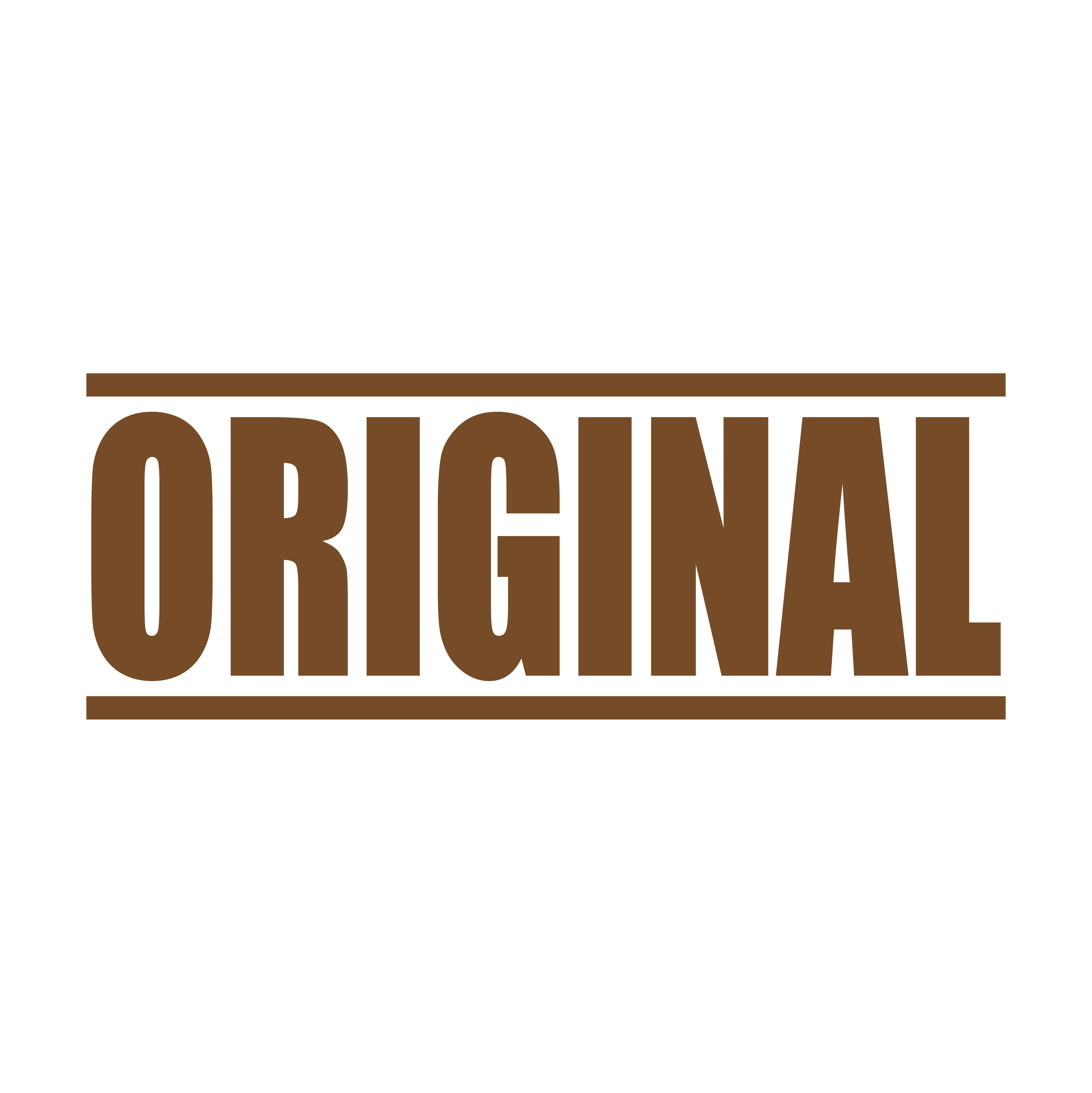 A brown self inking rubber stamp with the word 'Original' printed in bold capital letters in brown ink. stampers hand stamp office business inventory documents self inking prefill refillable stamps stamping