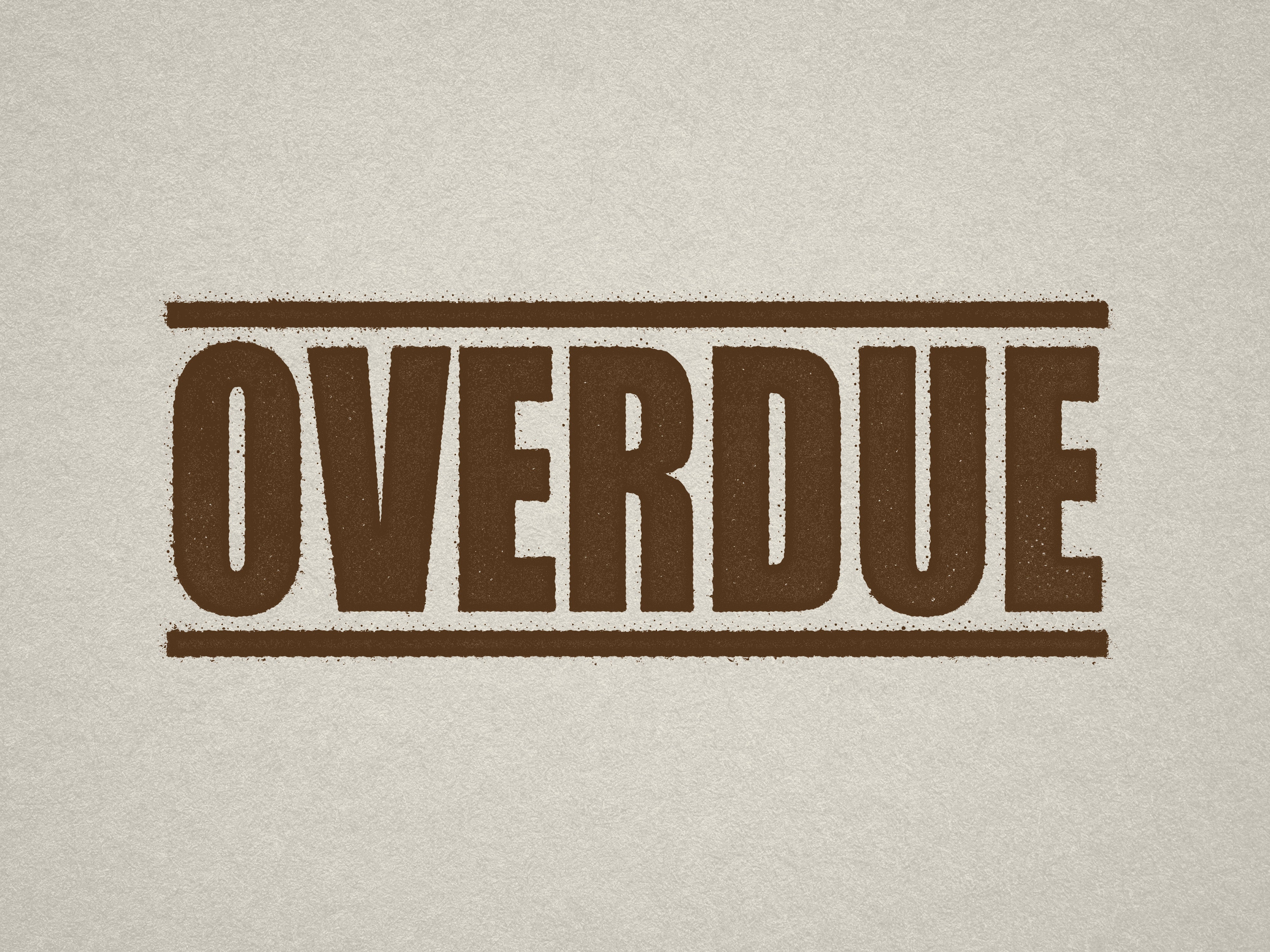 mock up design of 'Overdue " rubber stamp brown ink in paper background stampers hand stamp office business inventory documents
