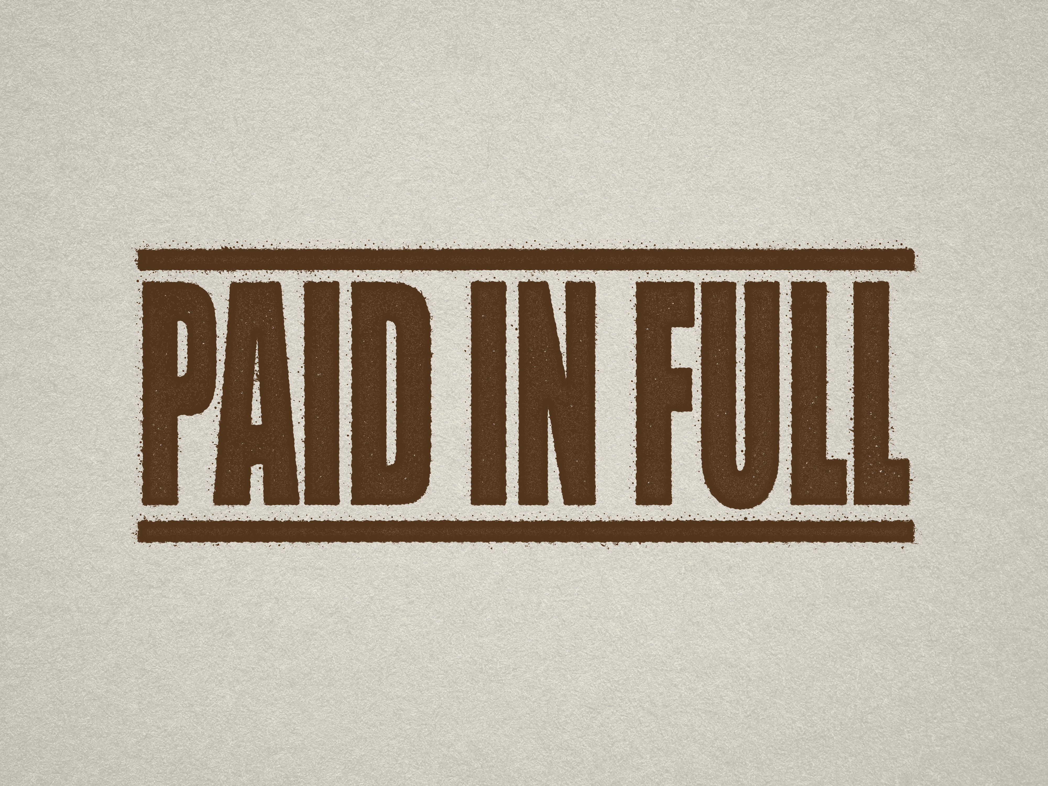 mock up design of 'Paid In Full' rubber stamp brown ink in paper background stampers hand stamp office business inventory documents