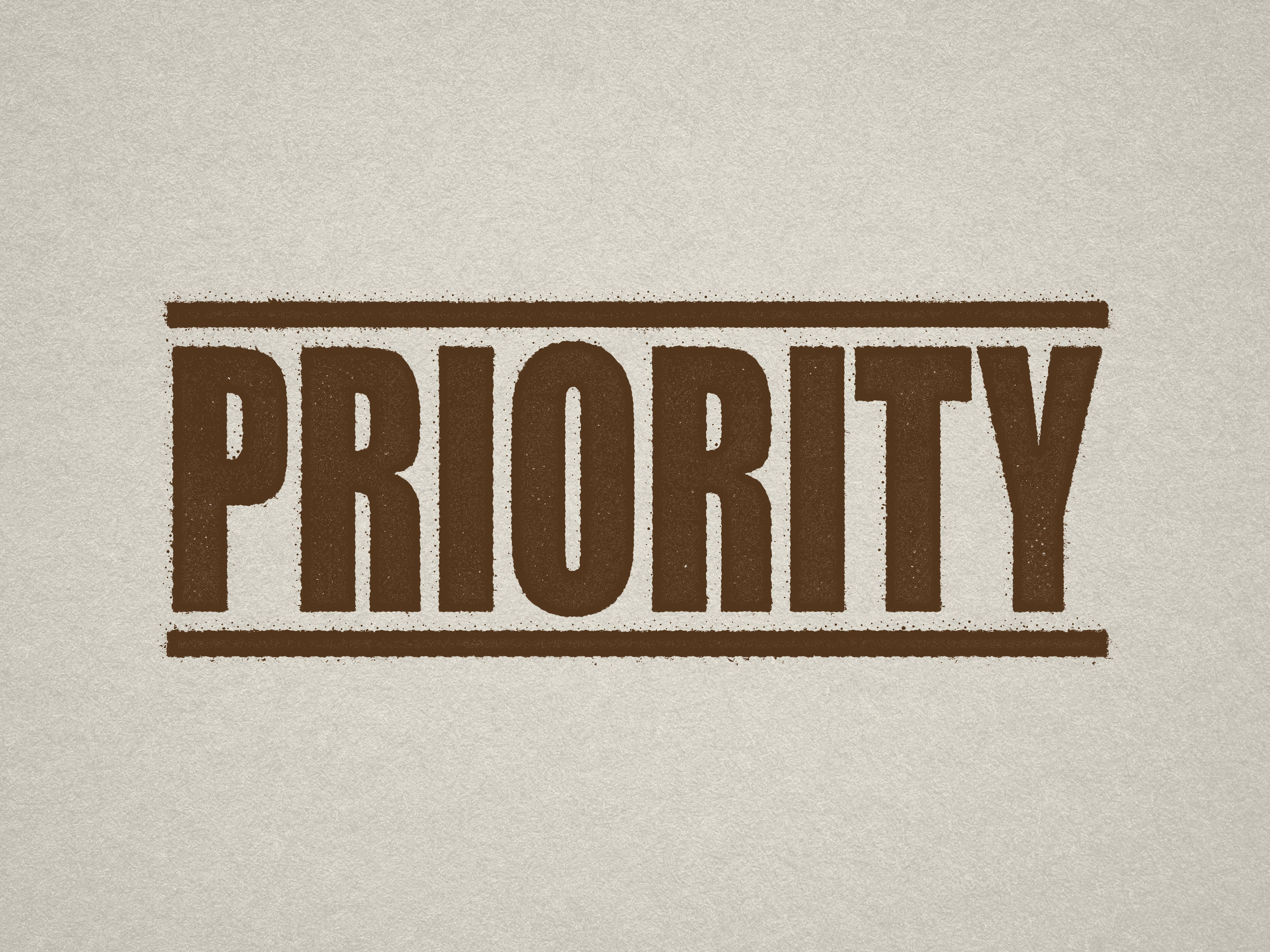 mock up design of 'Priority' rubber stamp brown ink in paper background stampers hand stamp office business inventory documents self inking prefill refillable stamps stamping