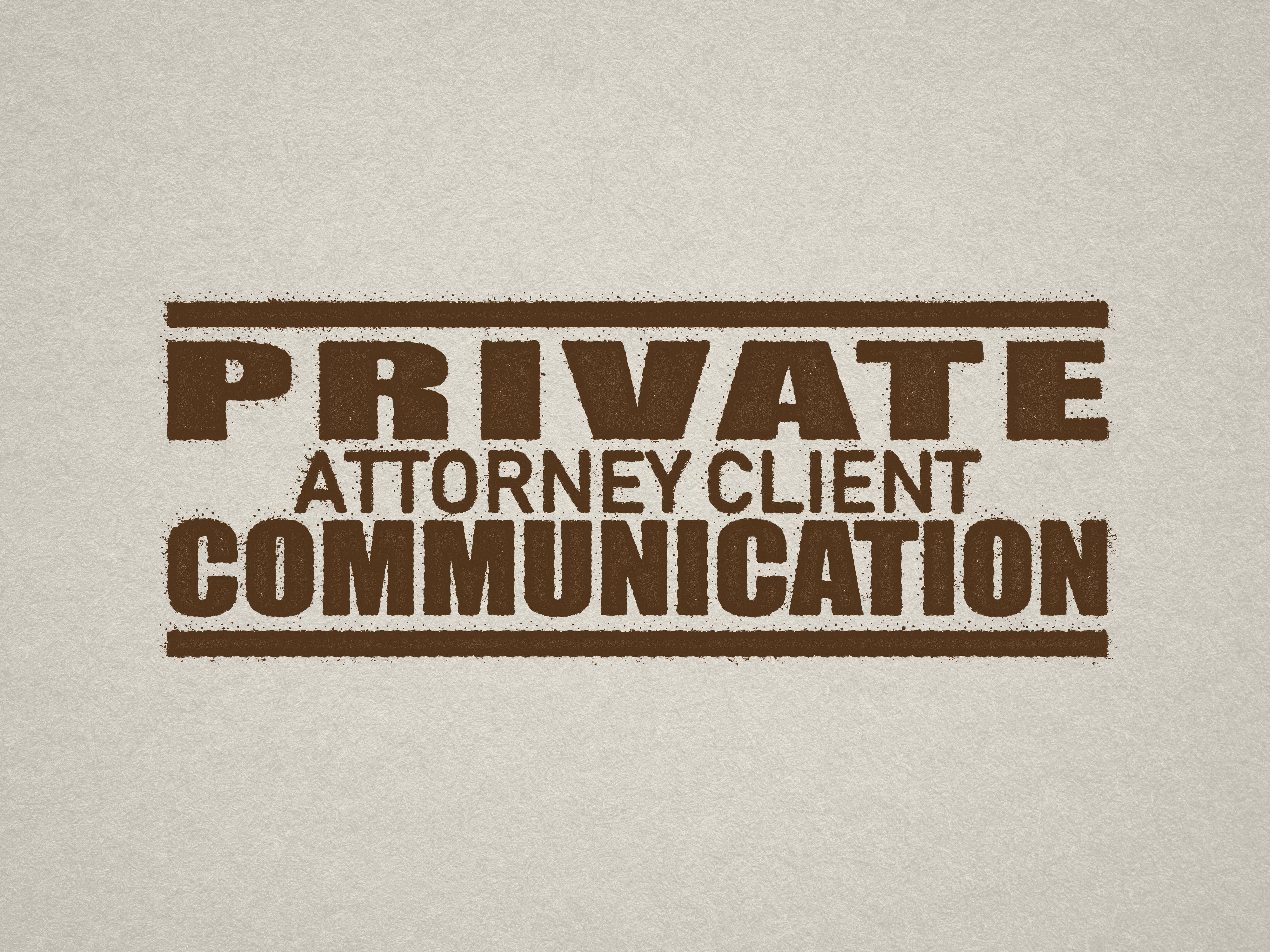 readymade "Private Attorney Client Communication" hand stamp brown ink