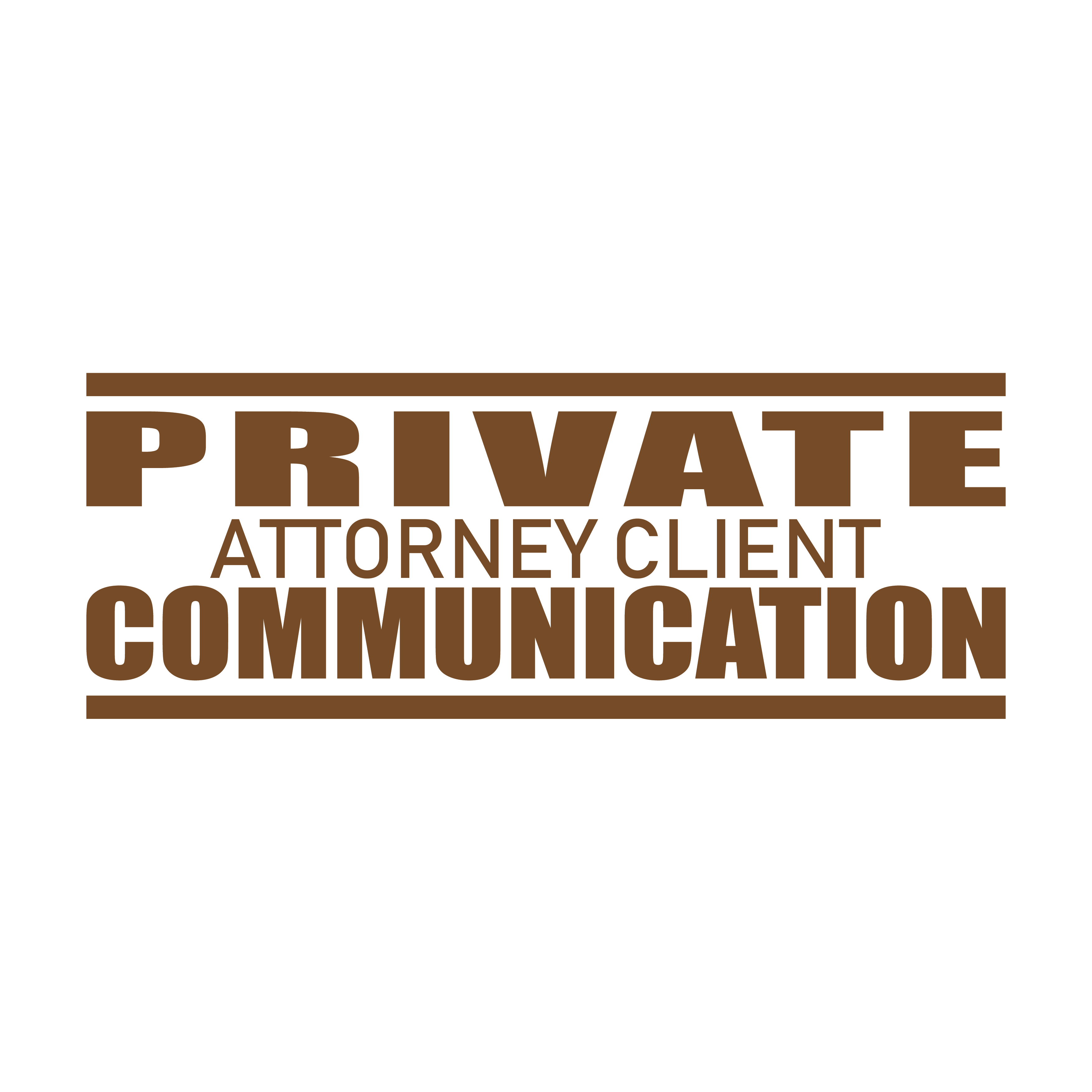 Brown "Private Attorney Client Communication" hand stamp in Brown ink