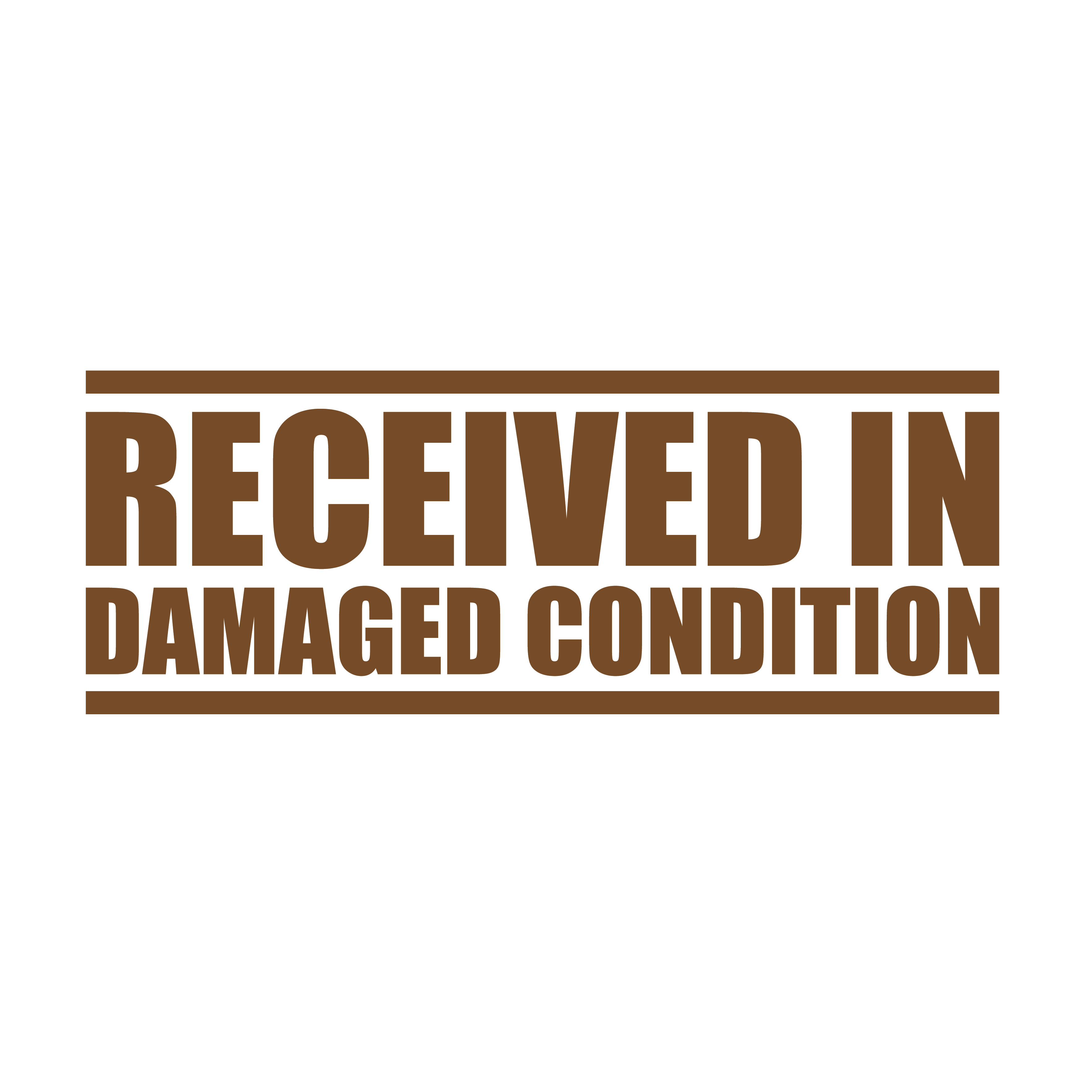 'RECEIVED IN DAMAGED CONDITION' stamper Brown ink