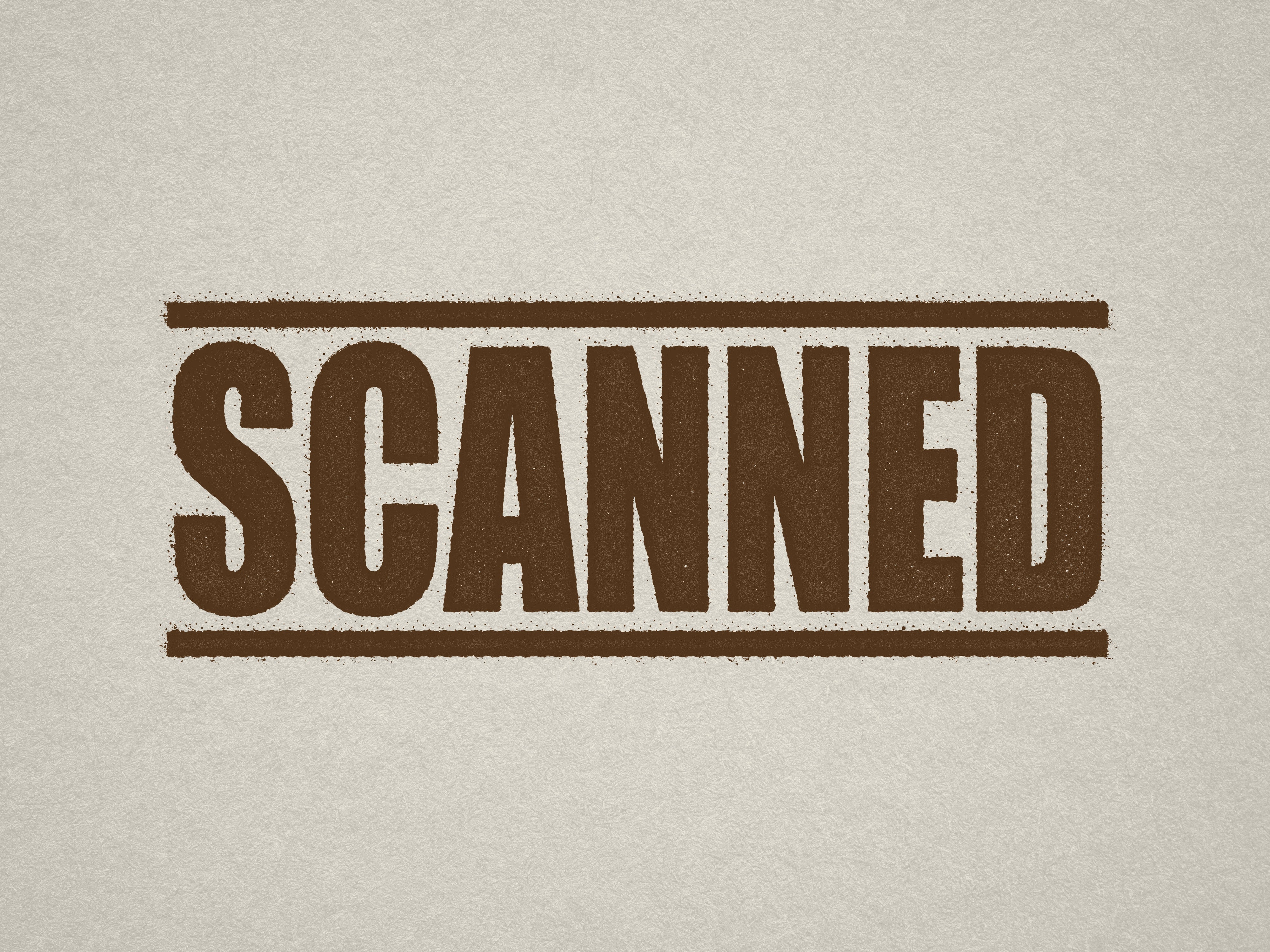 Mock up design or lifestyle image of 'SCANNED' rubber stamp brown ink in paper background stampers hand stamp office business inventory documents self inking prefill refillable stamps stamping