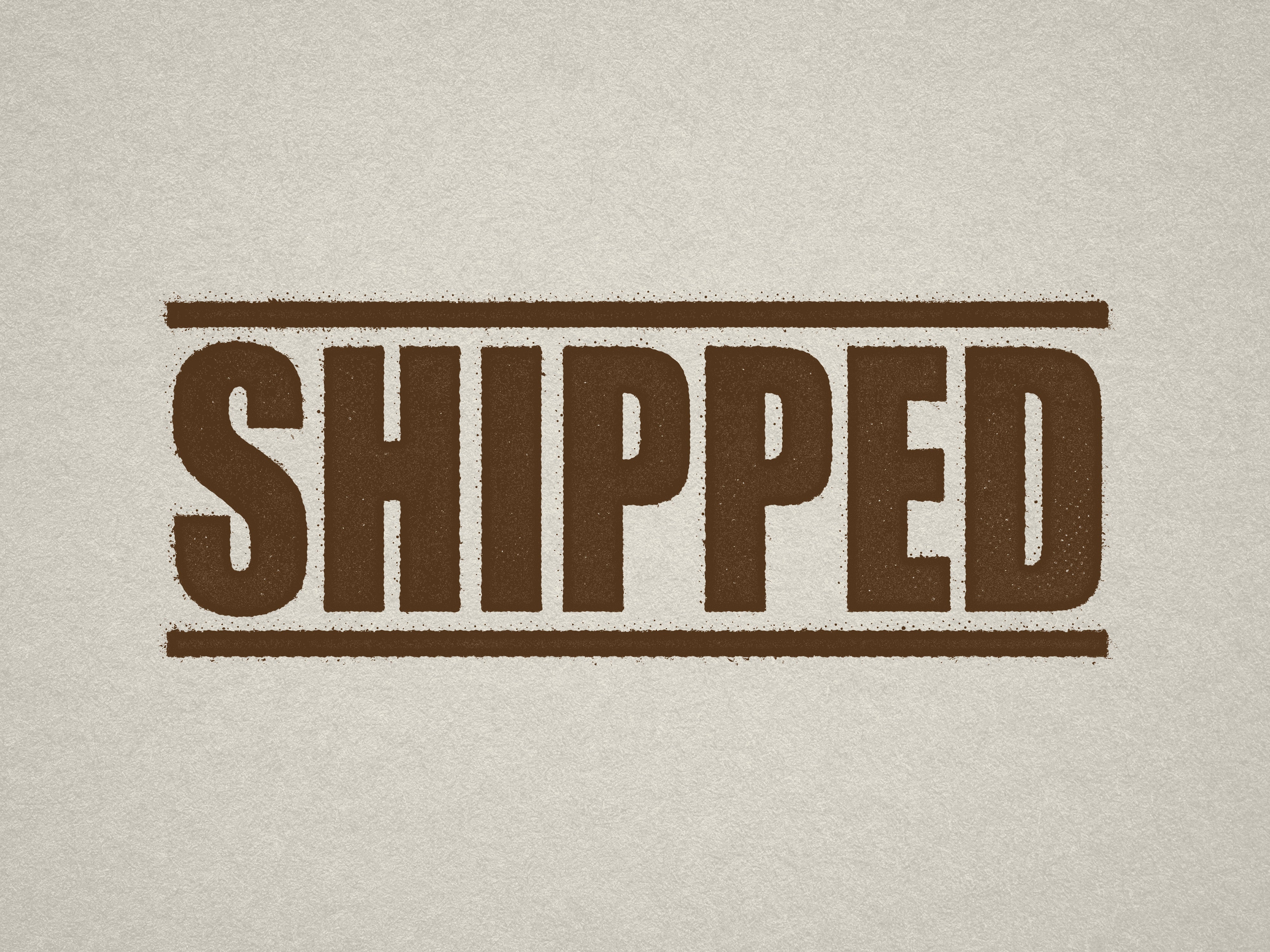 office stamp design "Shipped" in brown ink
