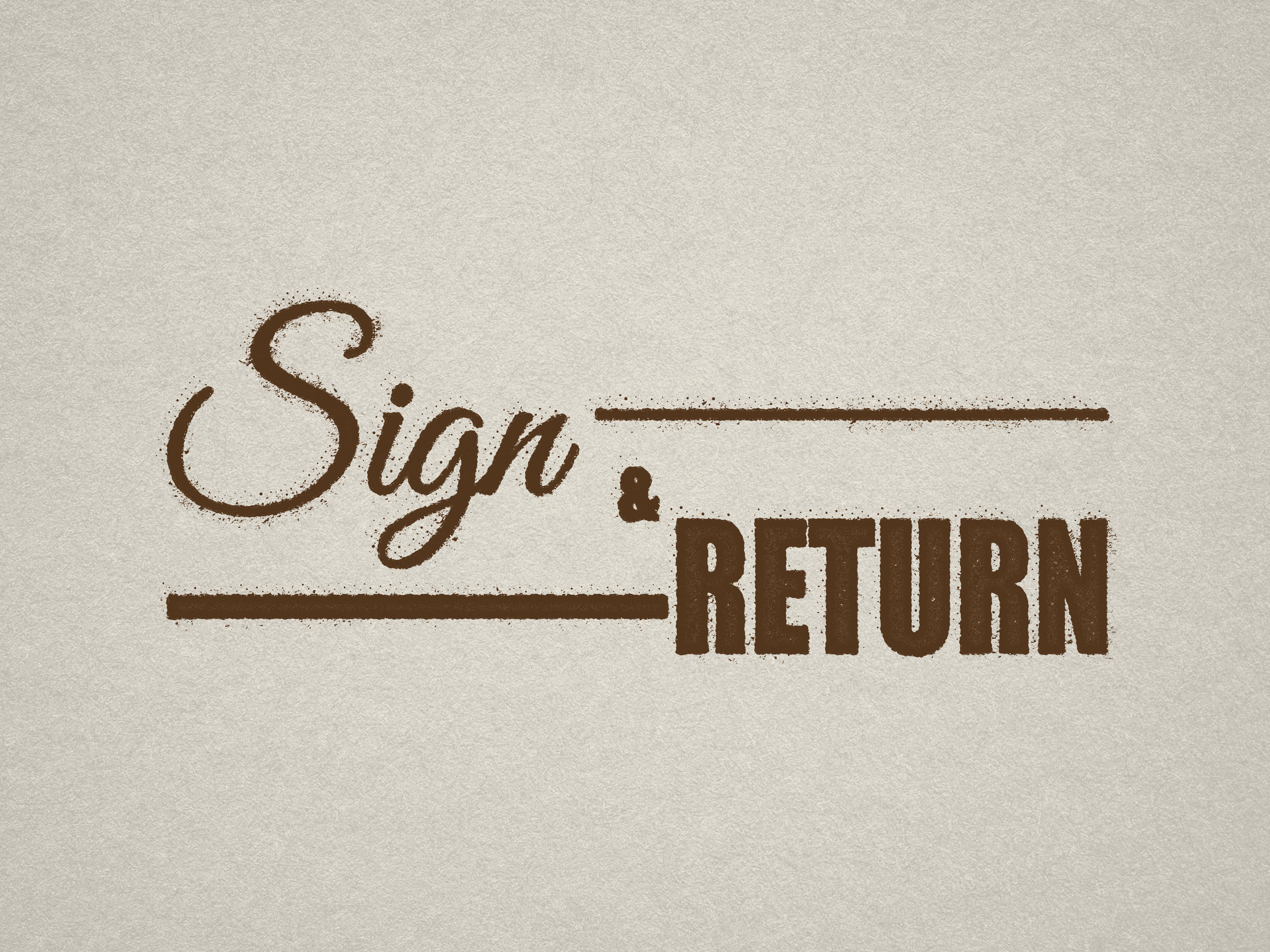 Sign and Return pre-designed office stamper brown ink