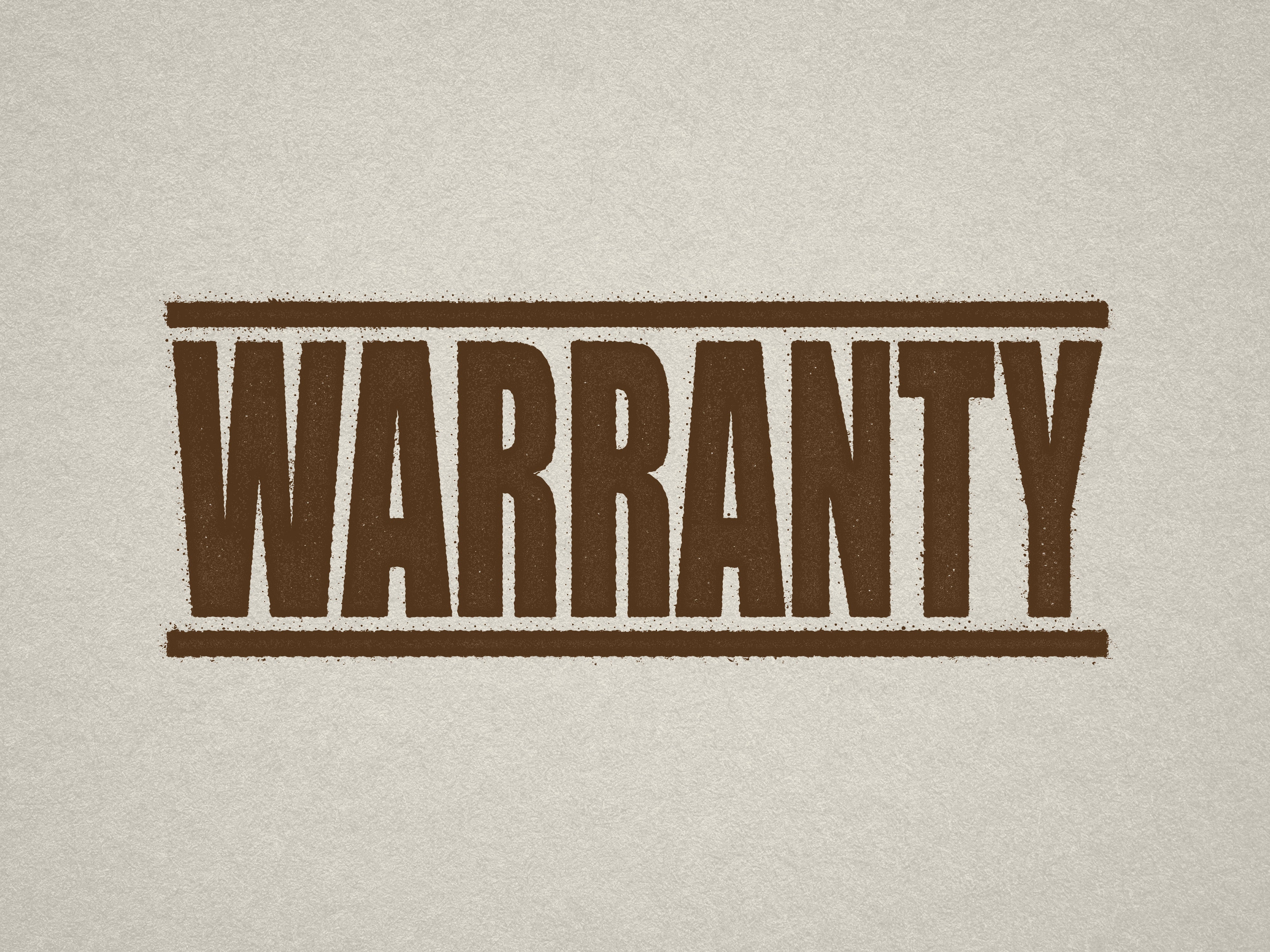mock up design of 'Warranty ' rubber stamp brown ink in paper background stampers hand stamp office business inventory documents self inking prefill refillable stamps stamping