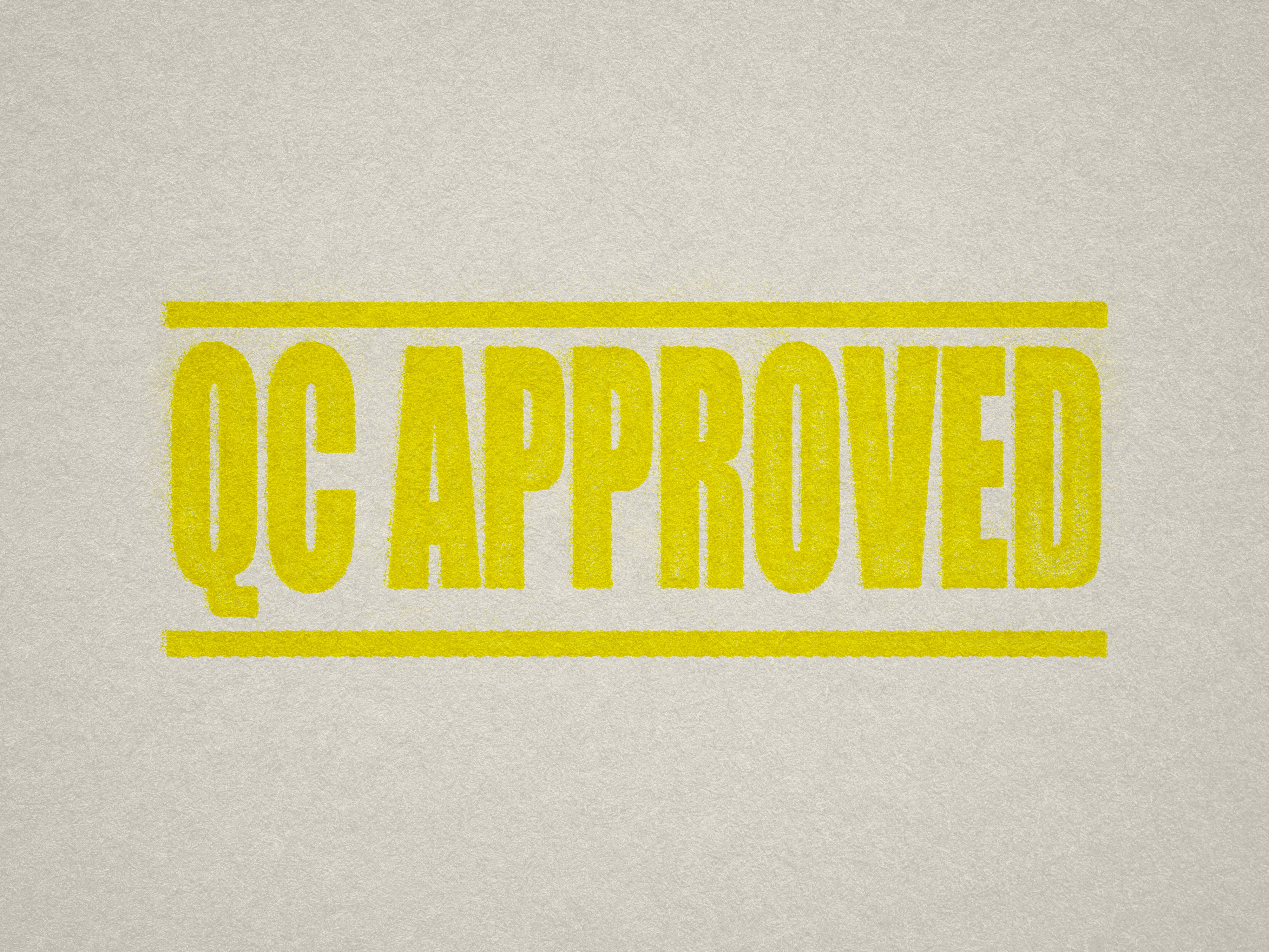 pre-designed QC Approved rubber stamp Yellow ink