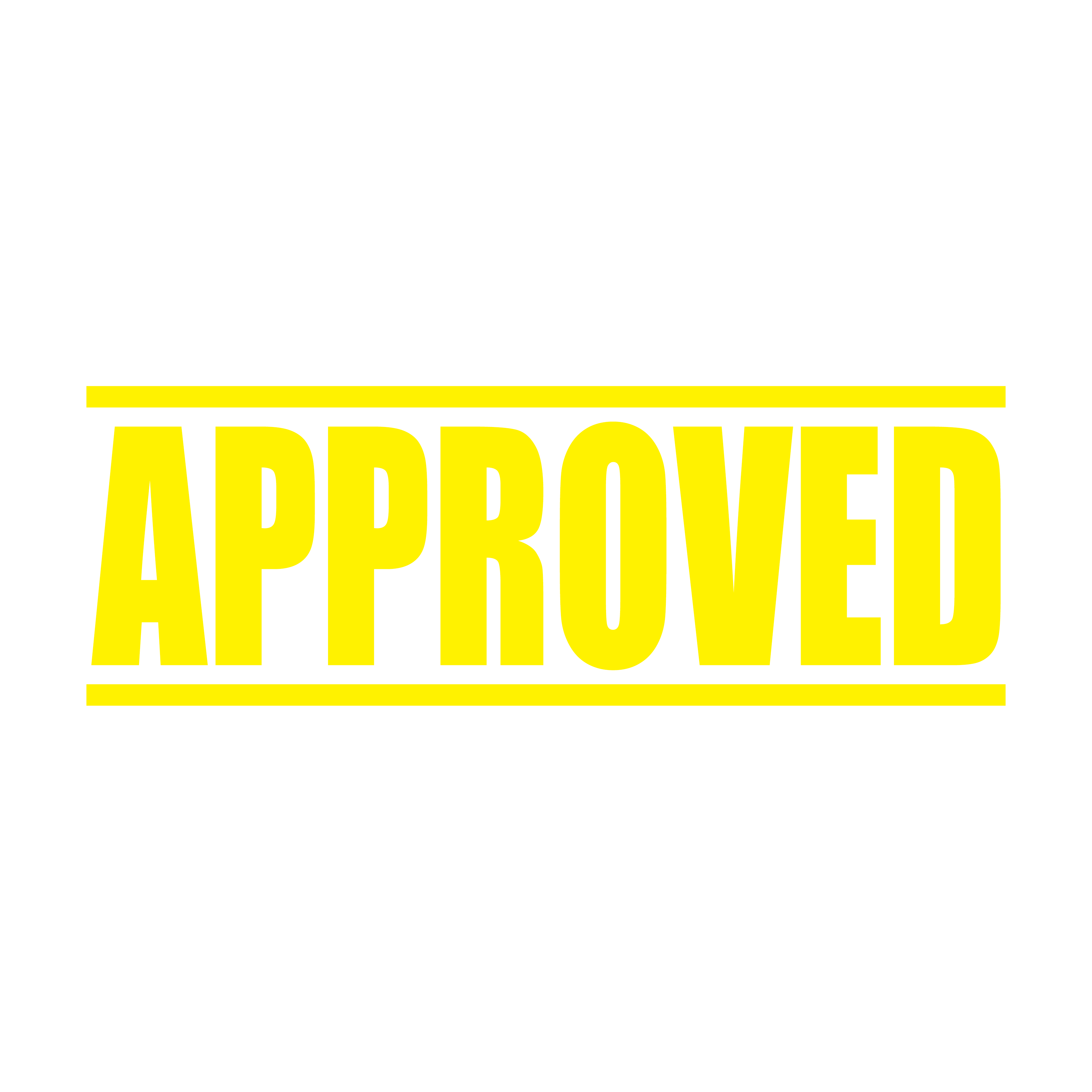 "A yellow self inking rubber stamp with the word 'APPROVED' printed in bold capital letters in yellow ink. stampers hand stamp office business inventory documents yellow ink
"