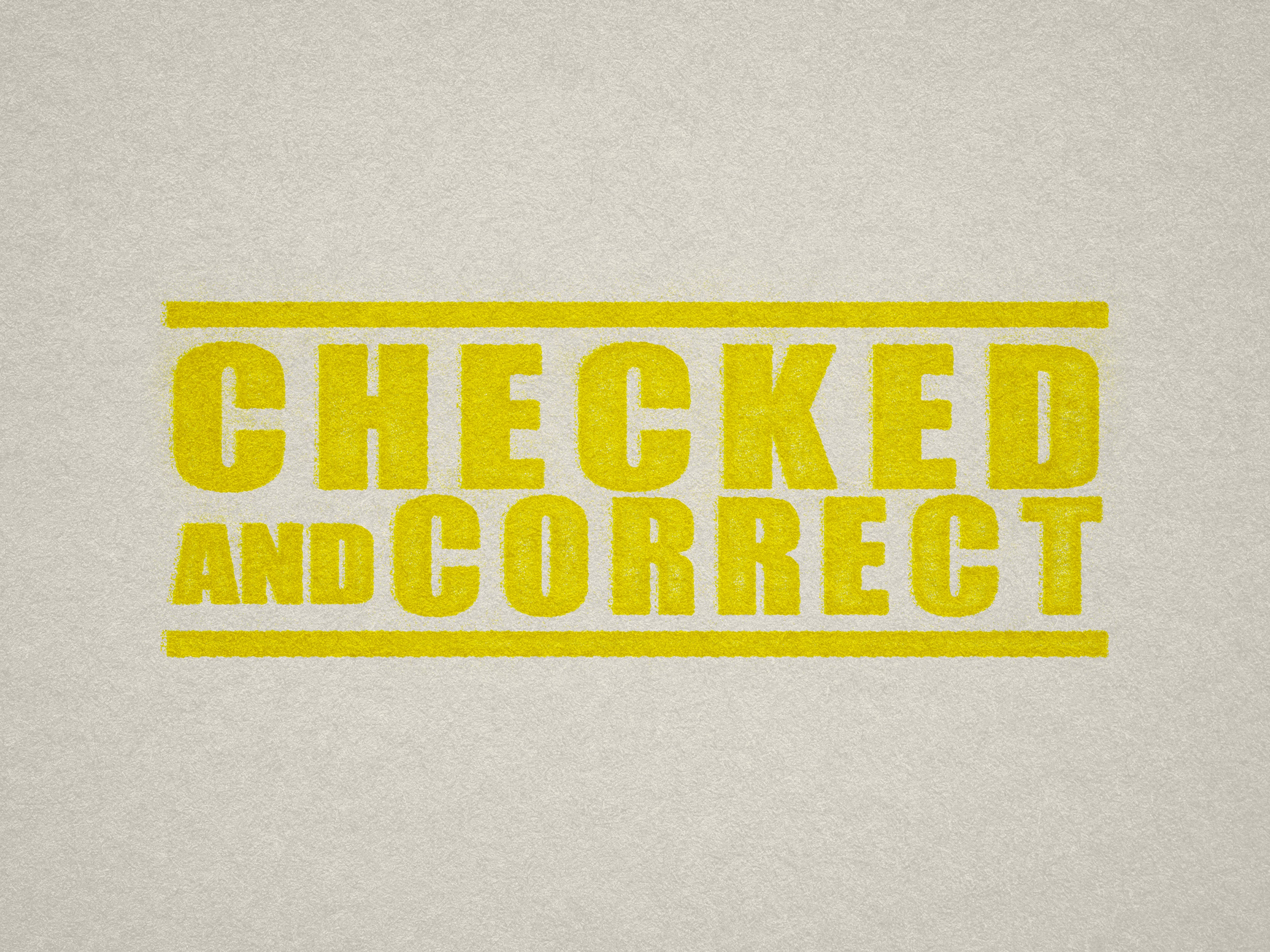 Yellow, Checked and Correct hand stamp