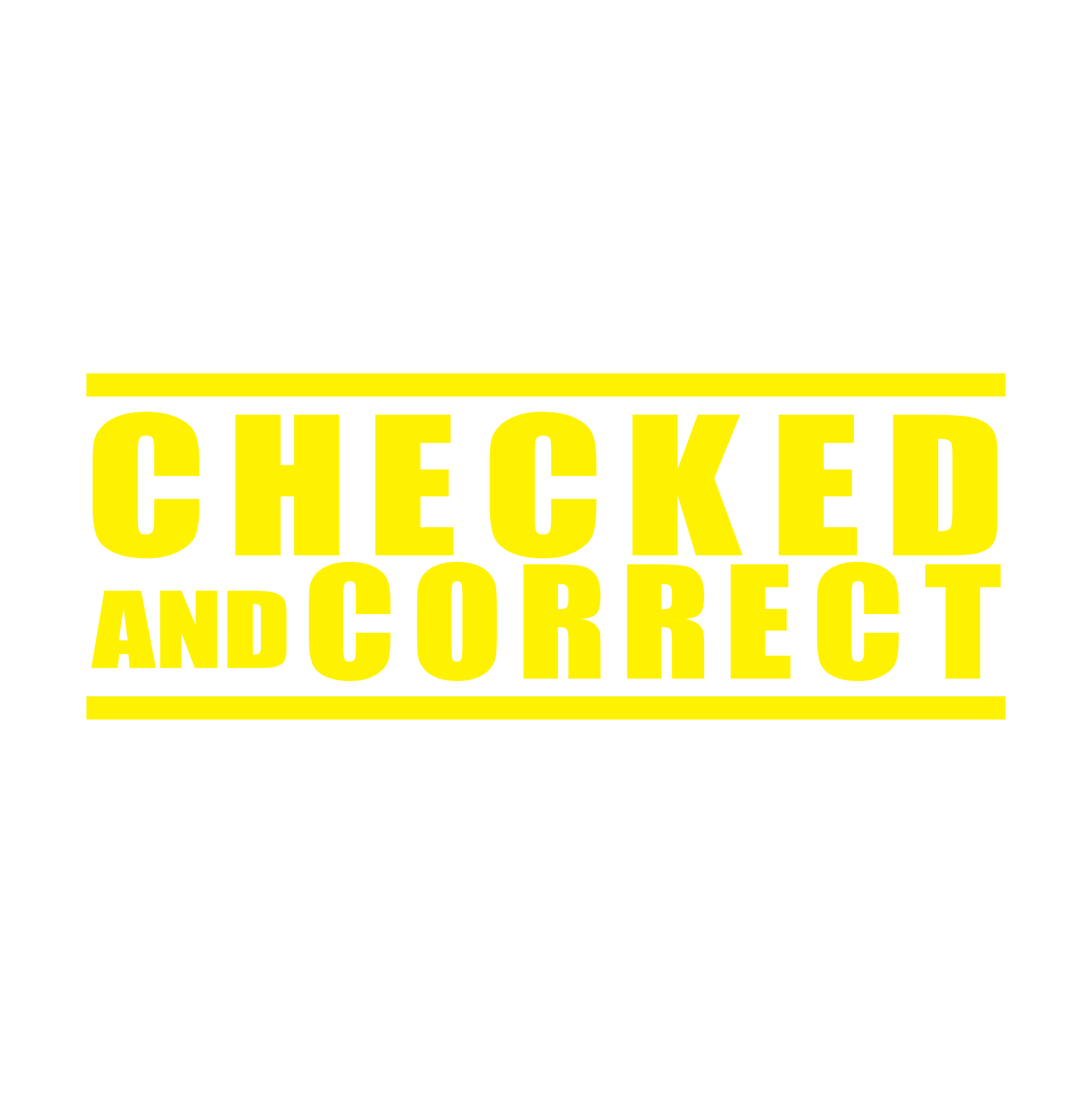 Yellow "Checked and Correct" pre-designed hand stamp
